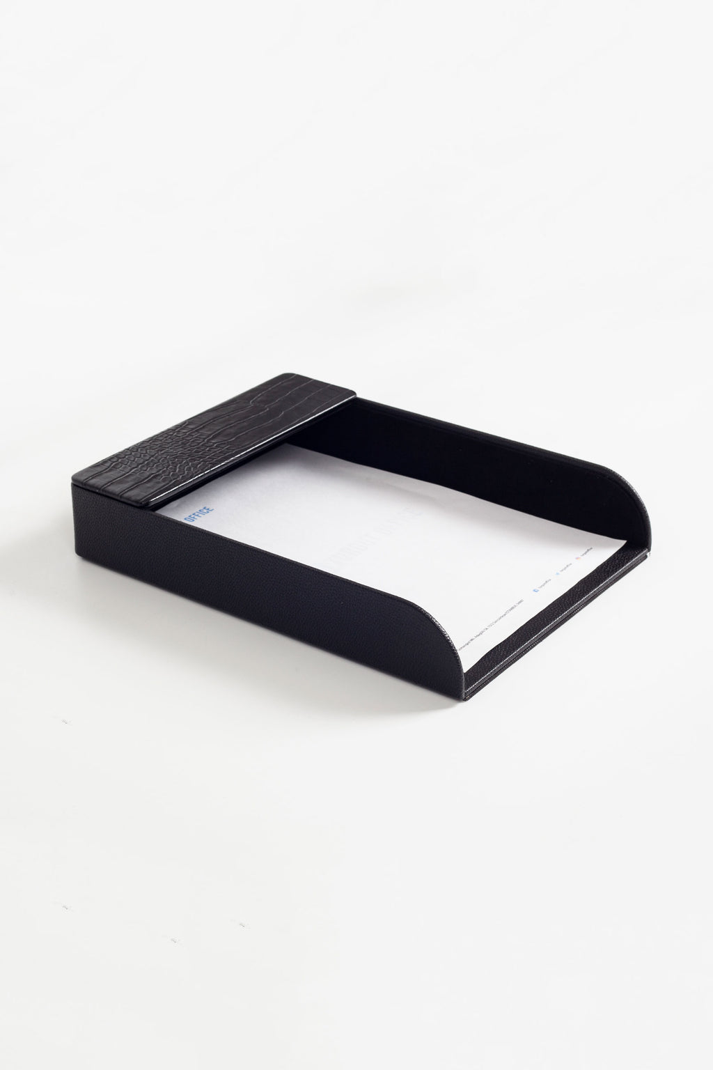 Felix Leather Document Rack Black Croco Detail