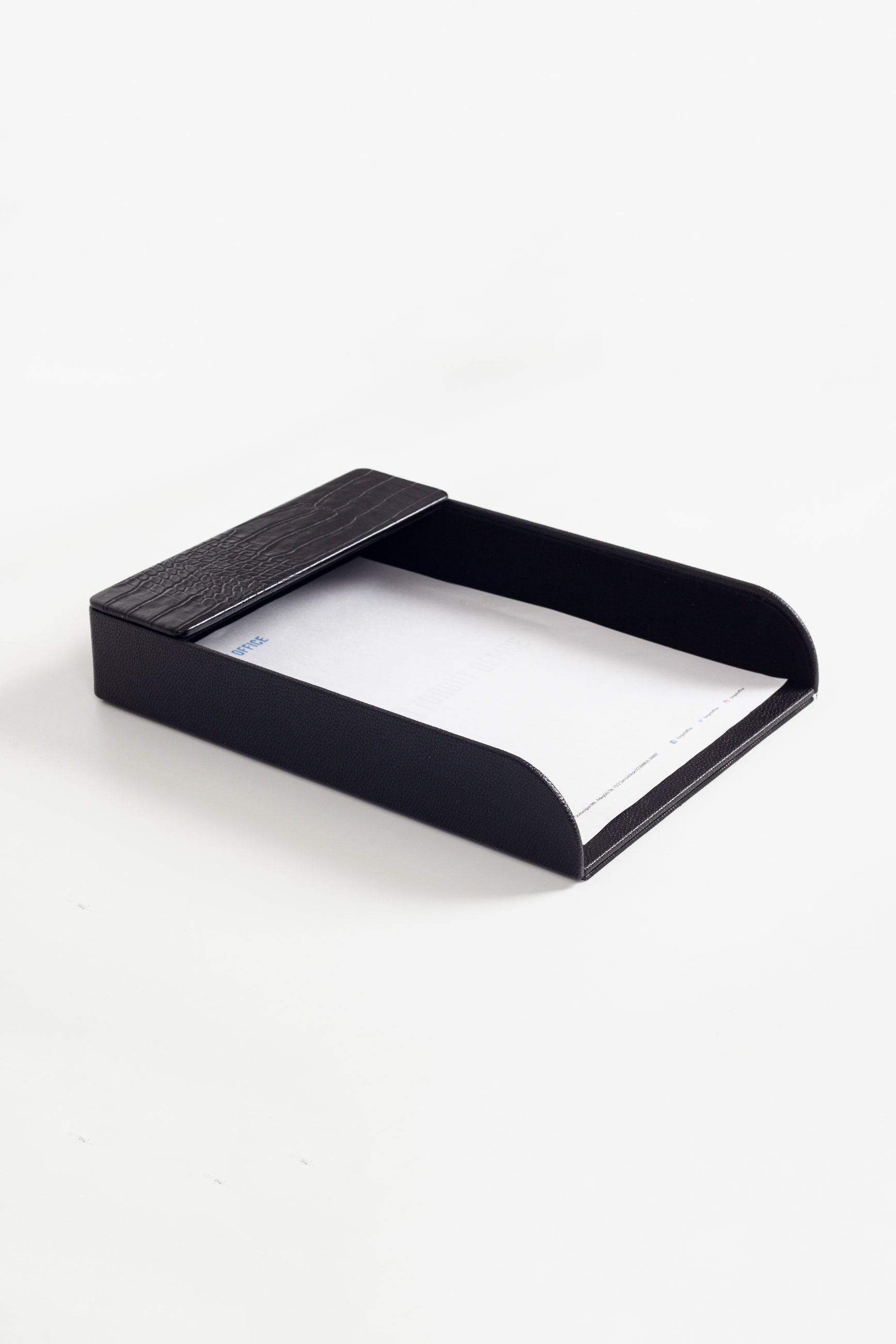 Felix Leather Document Rack Black Croco Detail