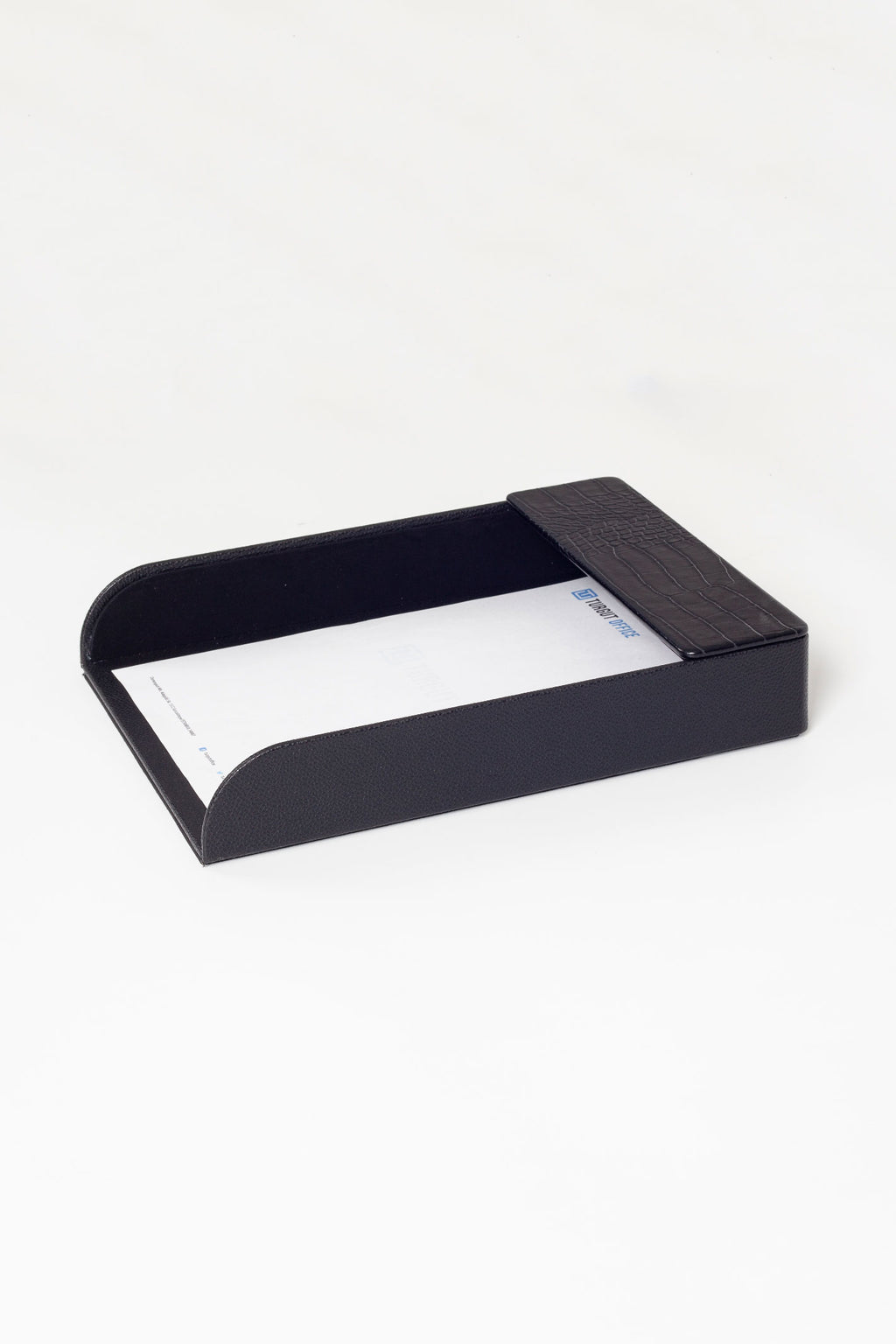 Felix Leather Document Rack Black Croco Detail