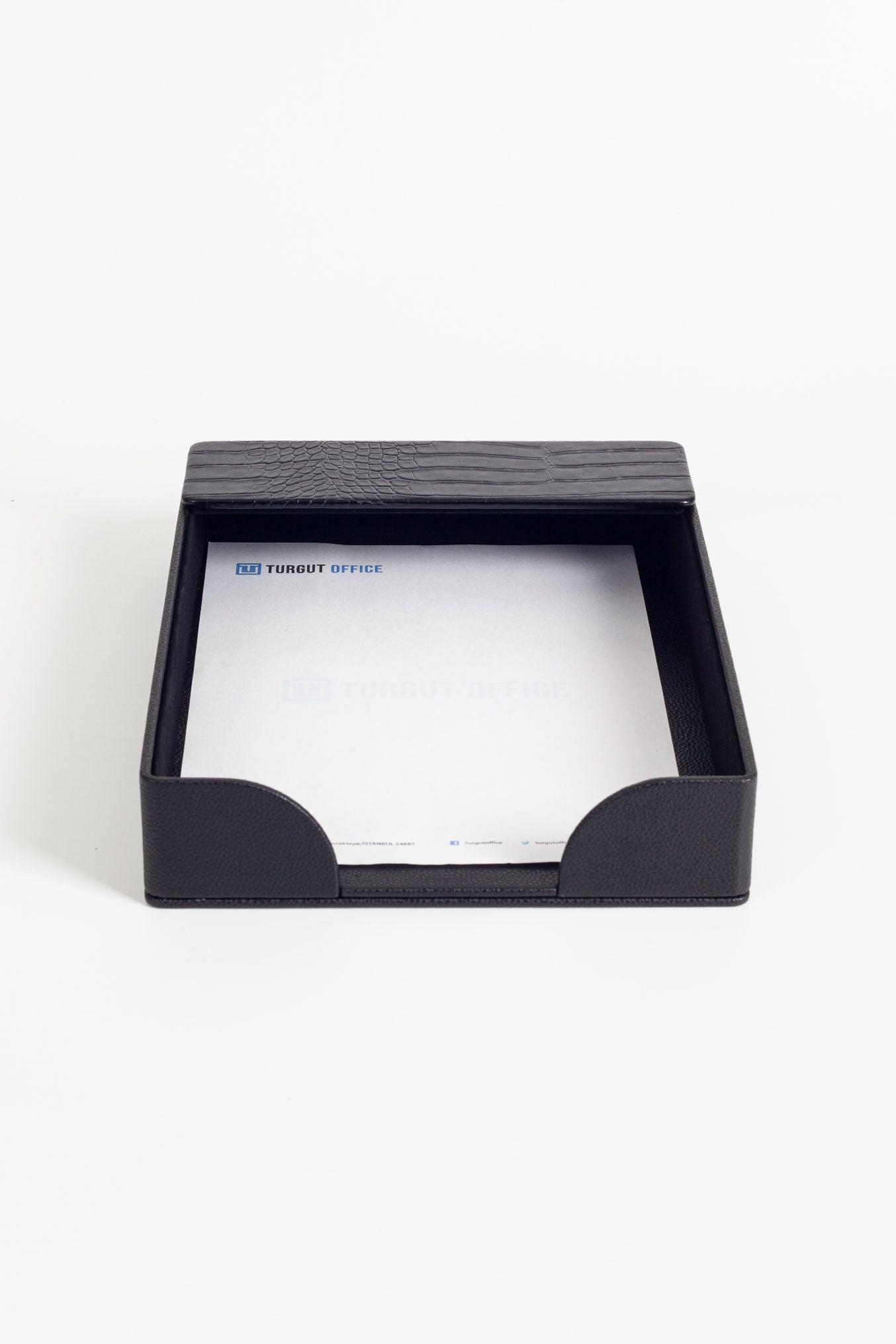 Roma Leather Document Rack Black Croco Detail