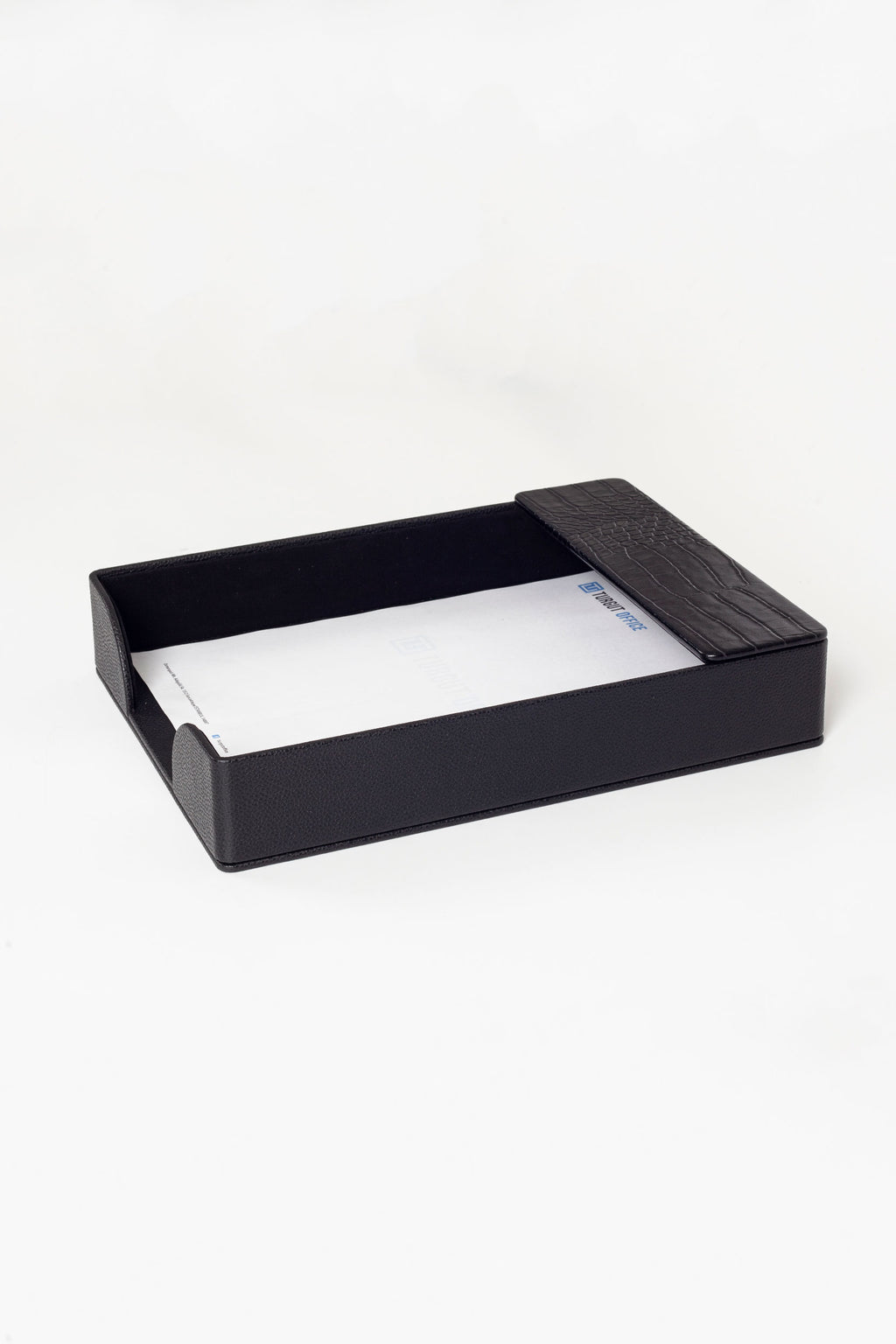 Roma Leather Document Rack Black Croco Detail