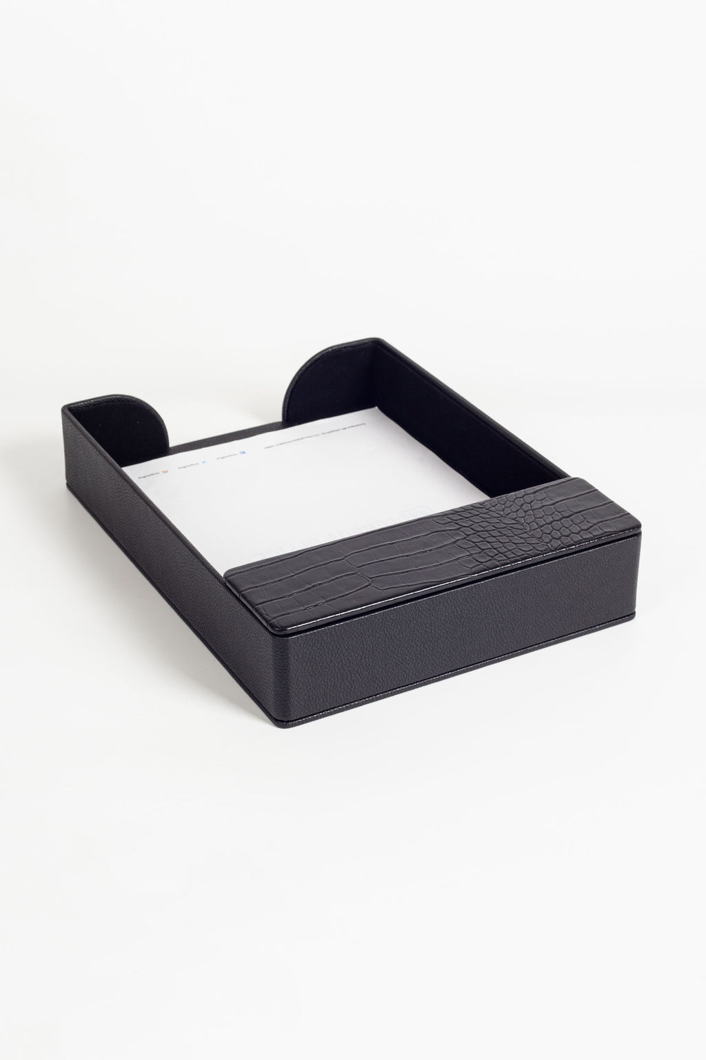Roma Leather Document Rack Black Croco Detail