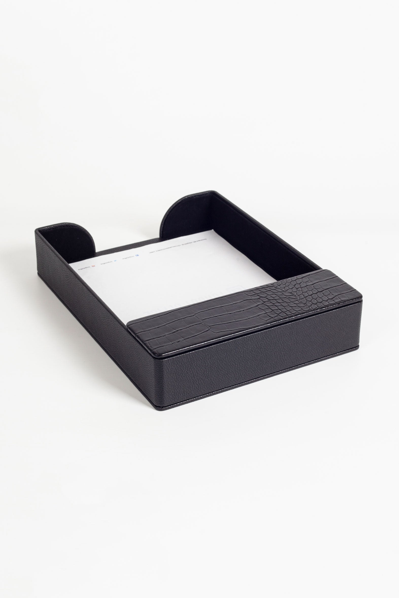 Roma Leather Document Rack Black Croco Detail