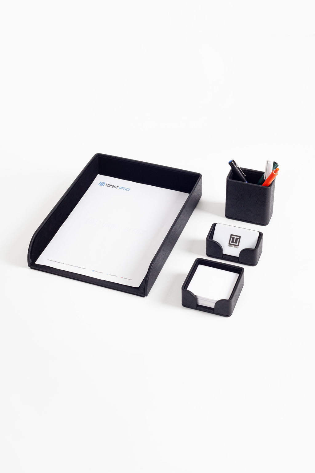 Felix Leather Desktop Set 4 Pieces Black