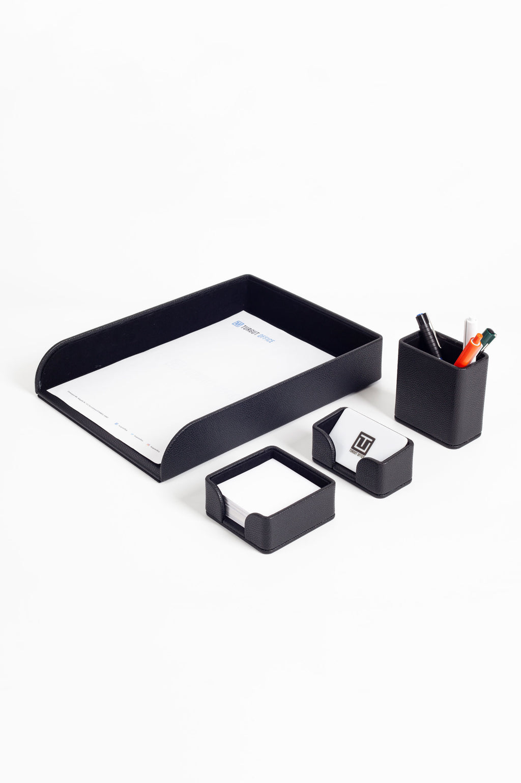 Felix Leather Desktop Set 4 Pieces Black