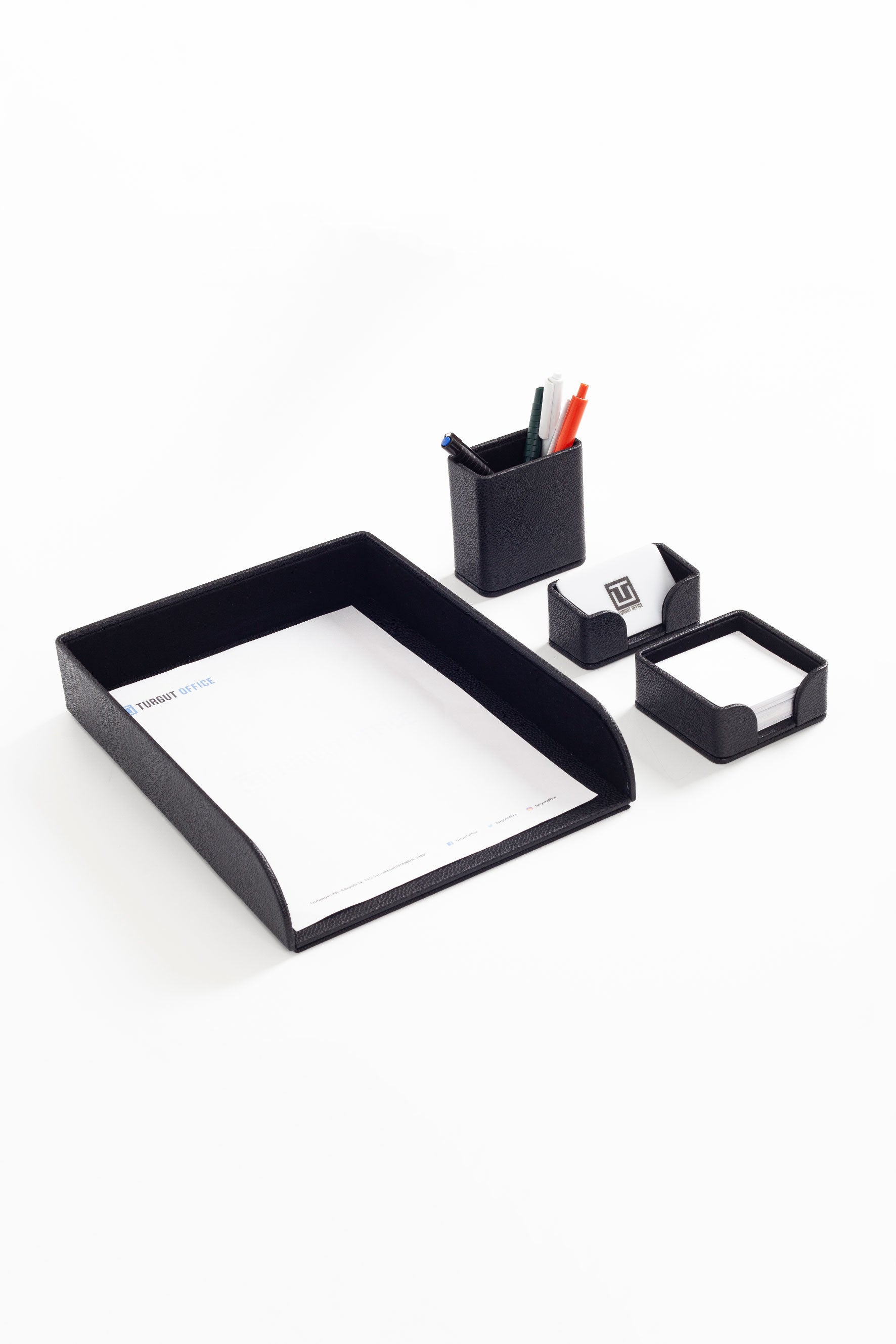 Felix Leather Desktop Set 4 Pieces Black