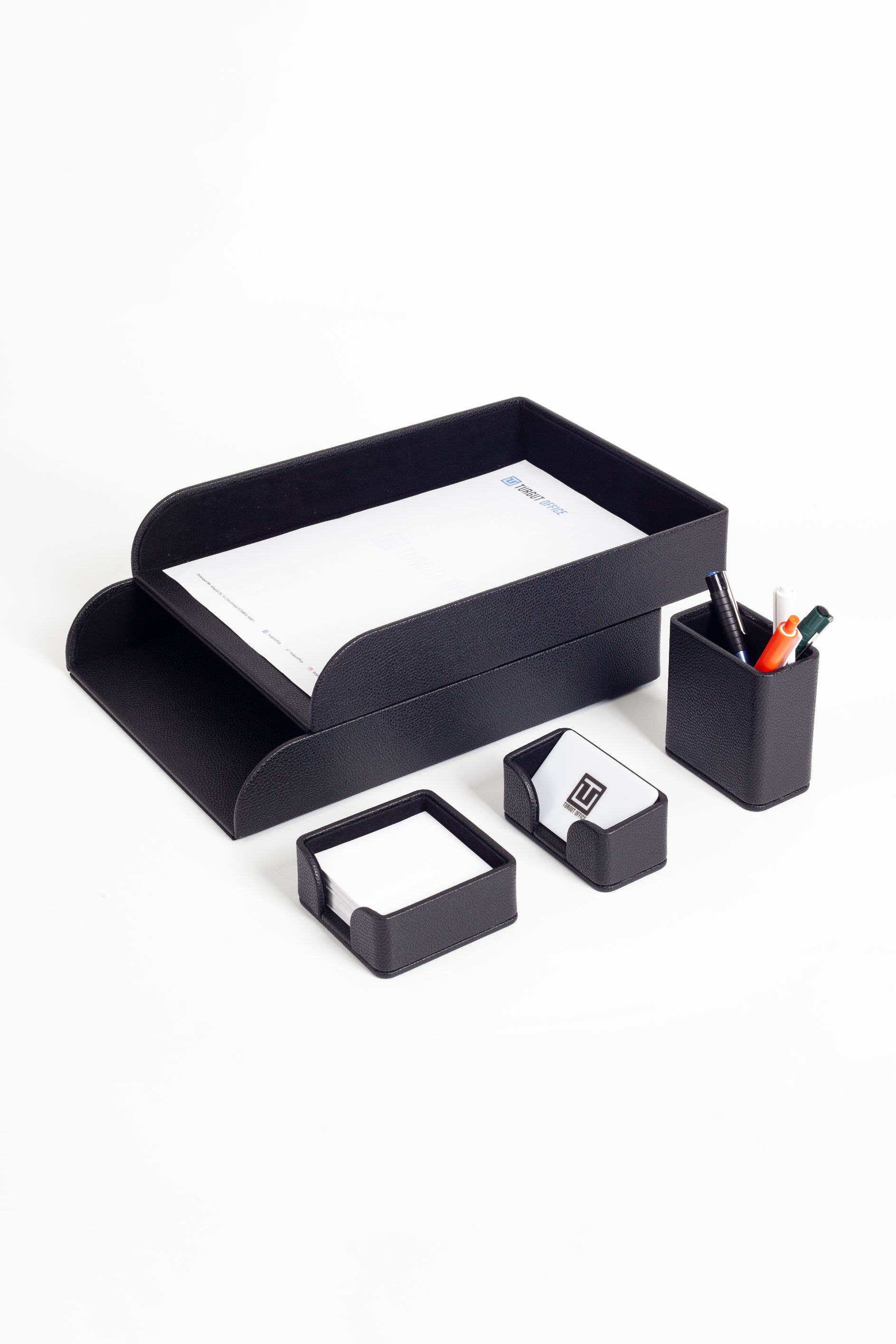 Felix Leather Desktop Set 5 Pieces Black