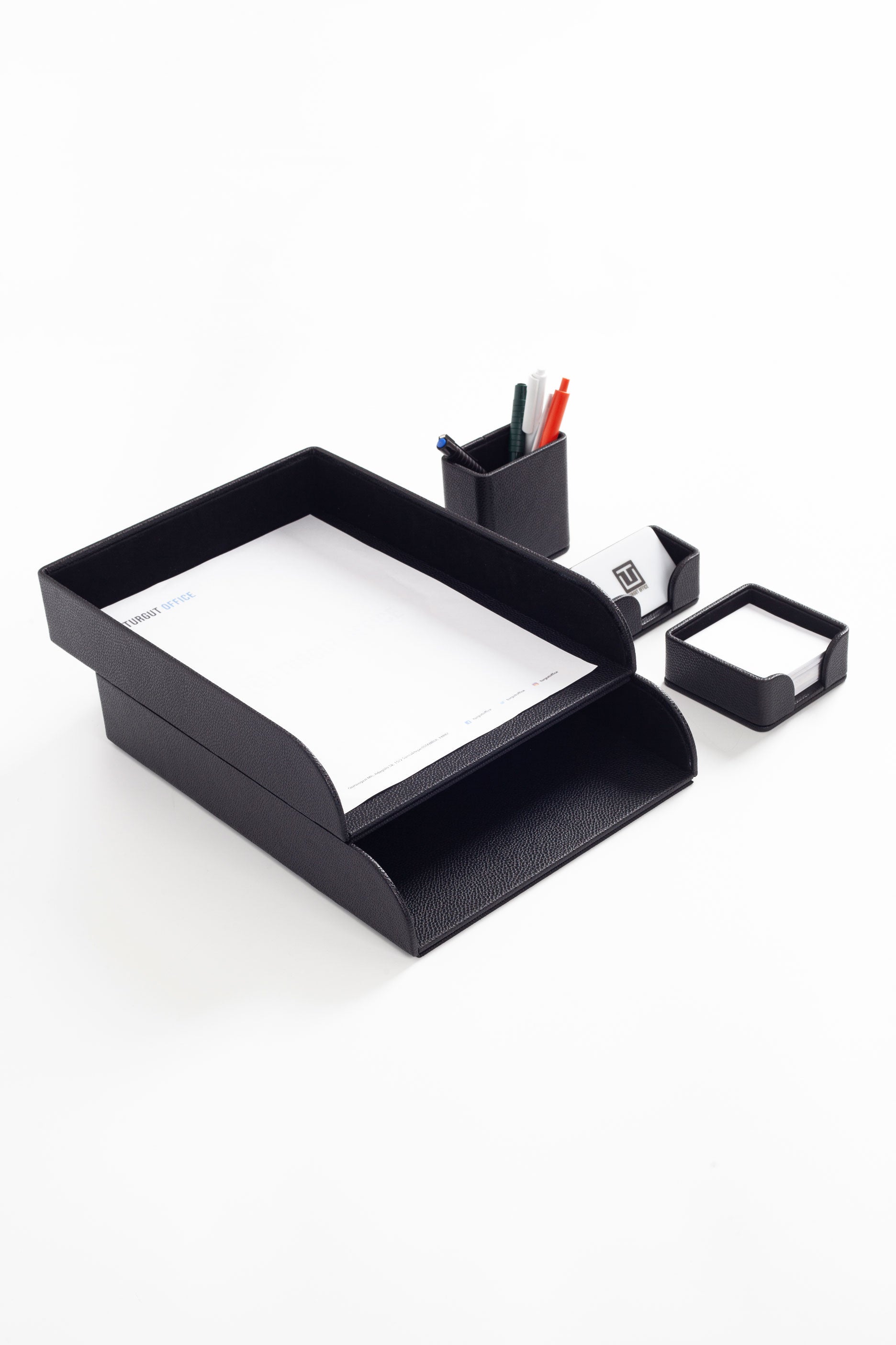 Felix Leather Desktop Set 5 Pieces Black