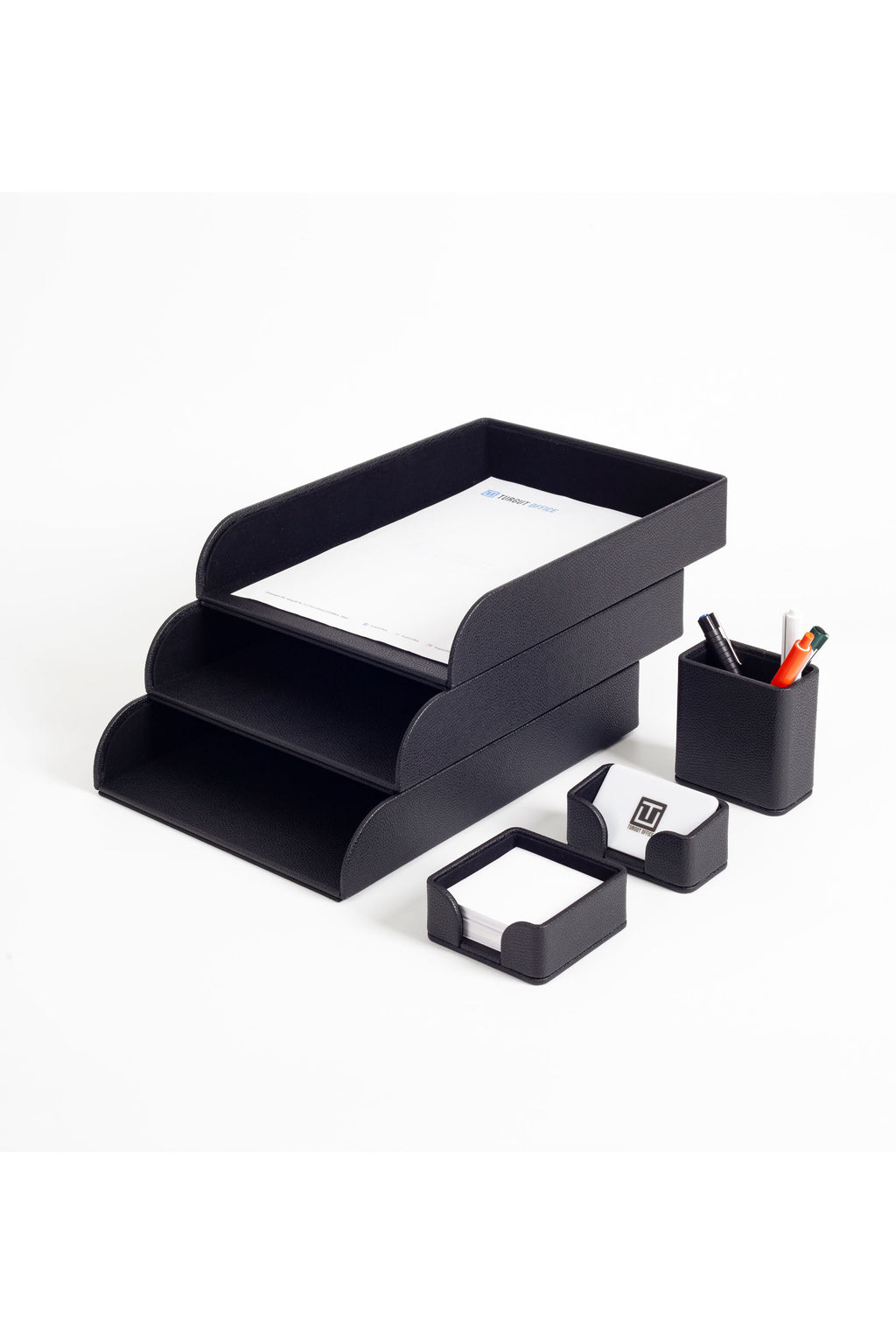 Felix Leather Desktop Set 6 Pieces Black