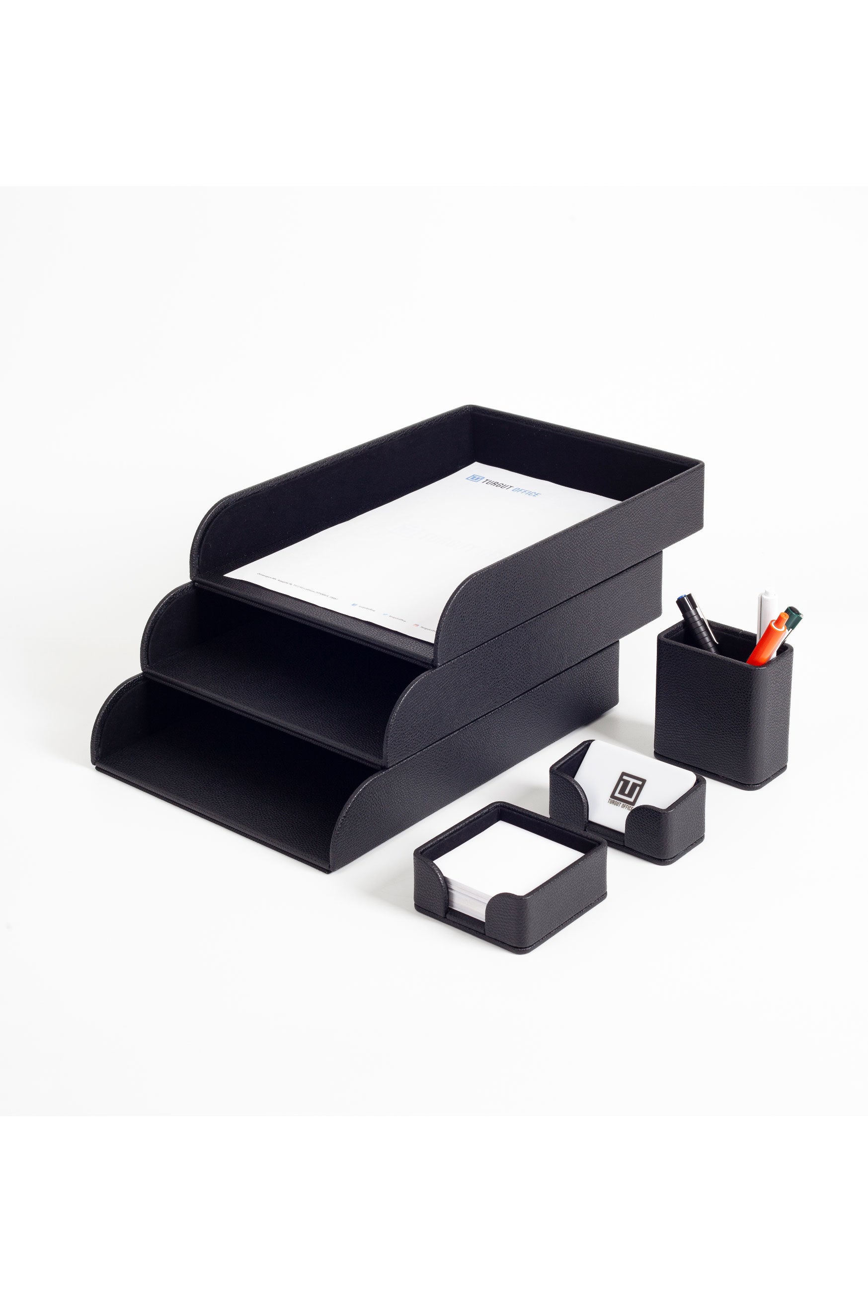 Felix Leather Desktop Set 6 Pieces Black