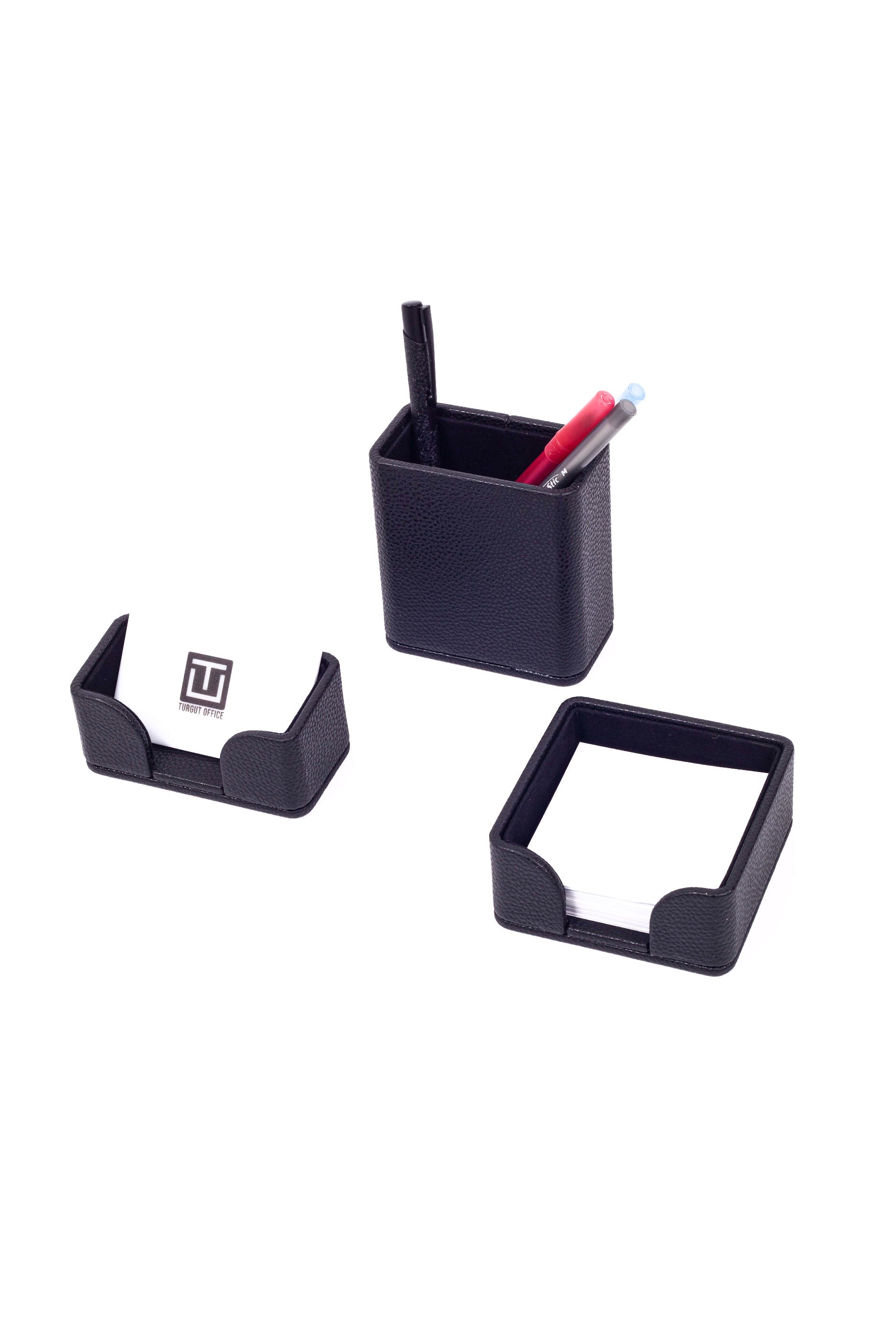 Felix Leather Desktop Set Black 3 Pieces