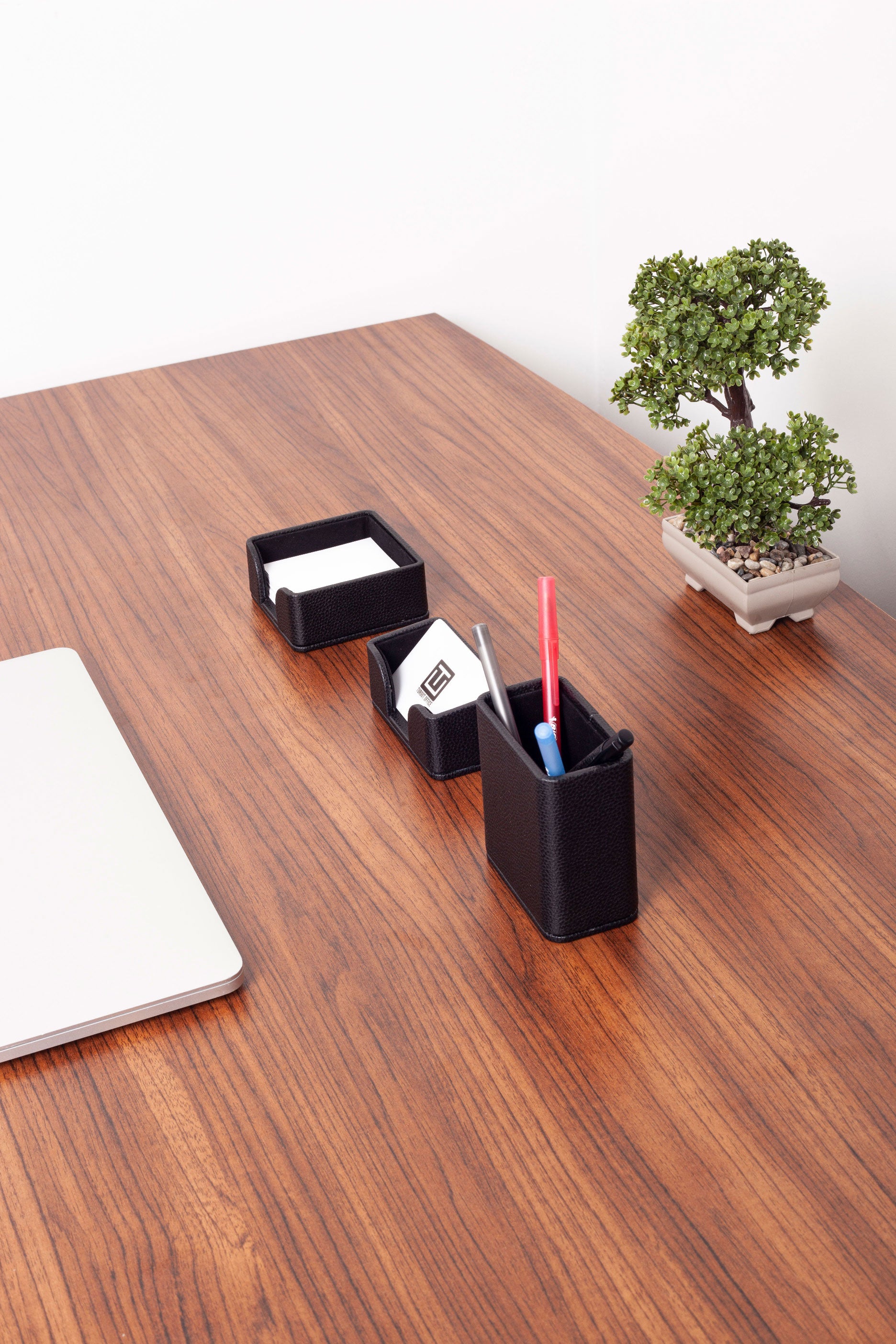 Felix Leather Desktop Set Black 3 Pieces
