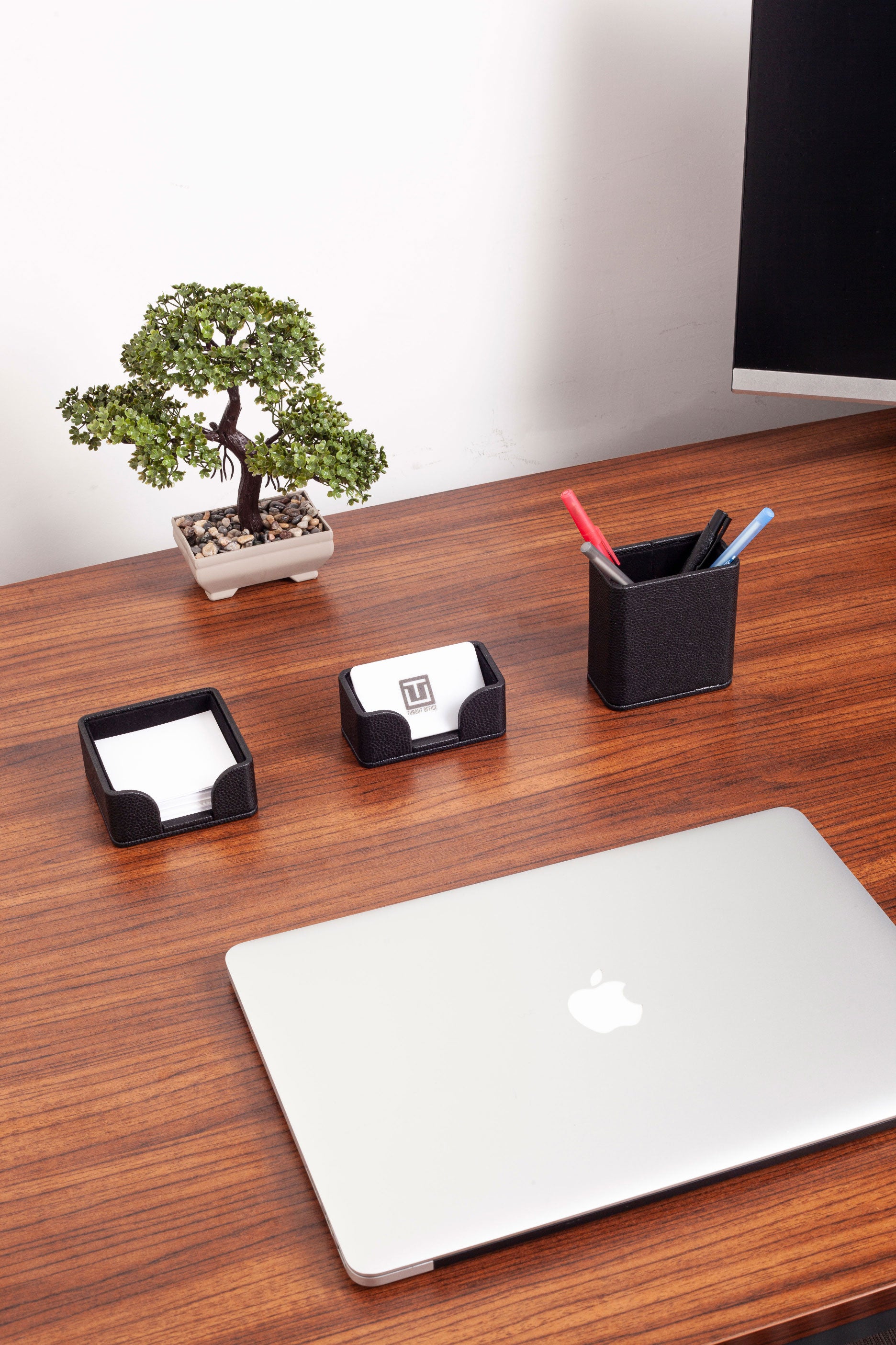 Felix Leather Desktop Set Black 3 Pieces