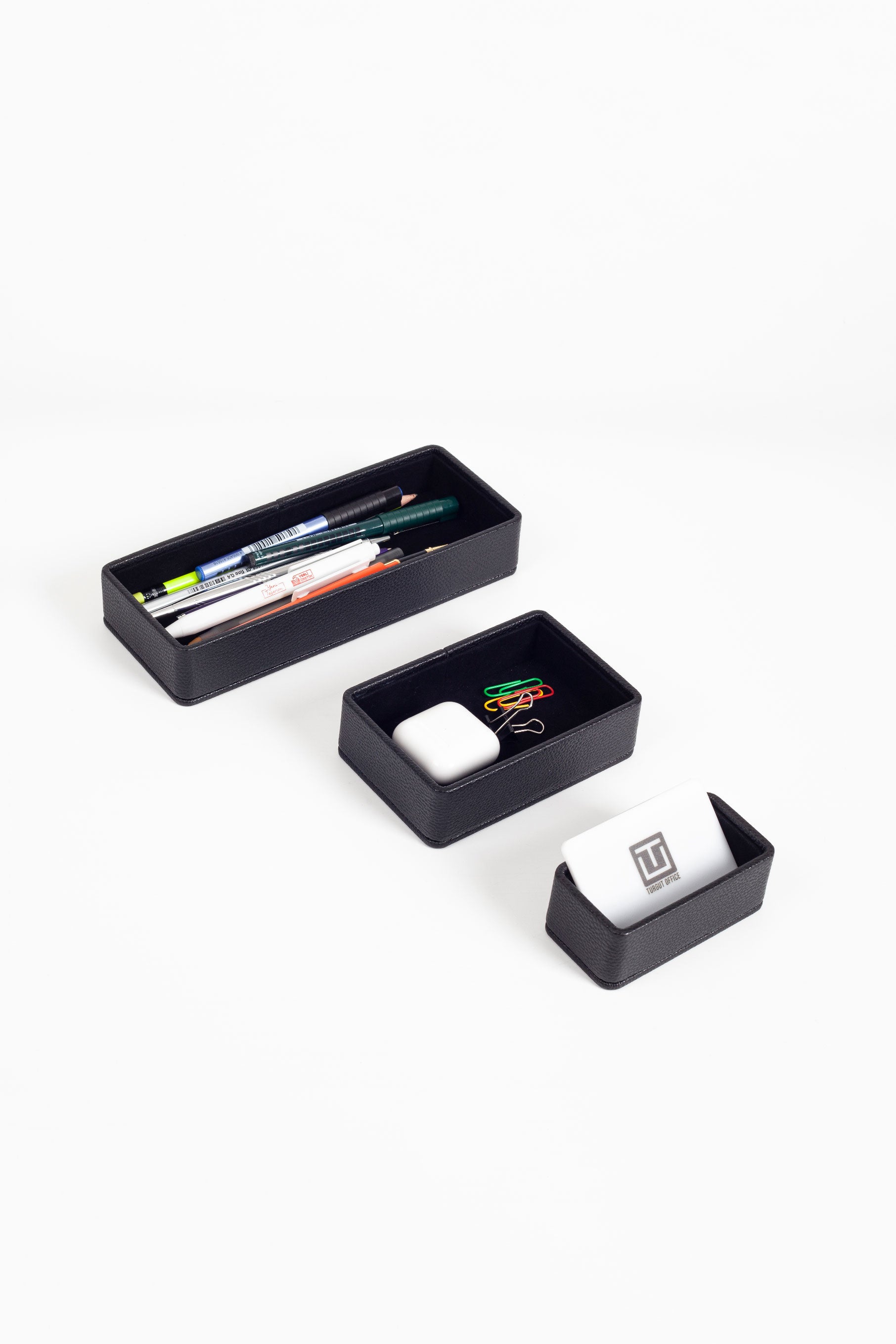 Felix Desktop Leather Organizer Set 3 Pieces Black