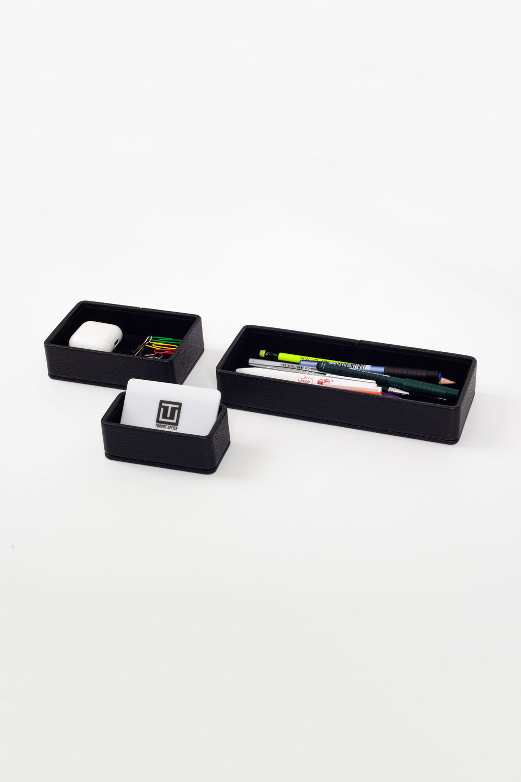 Felix Desktop Leather Organizer Set 3 Pieces Black