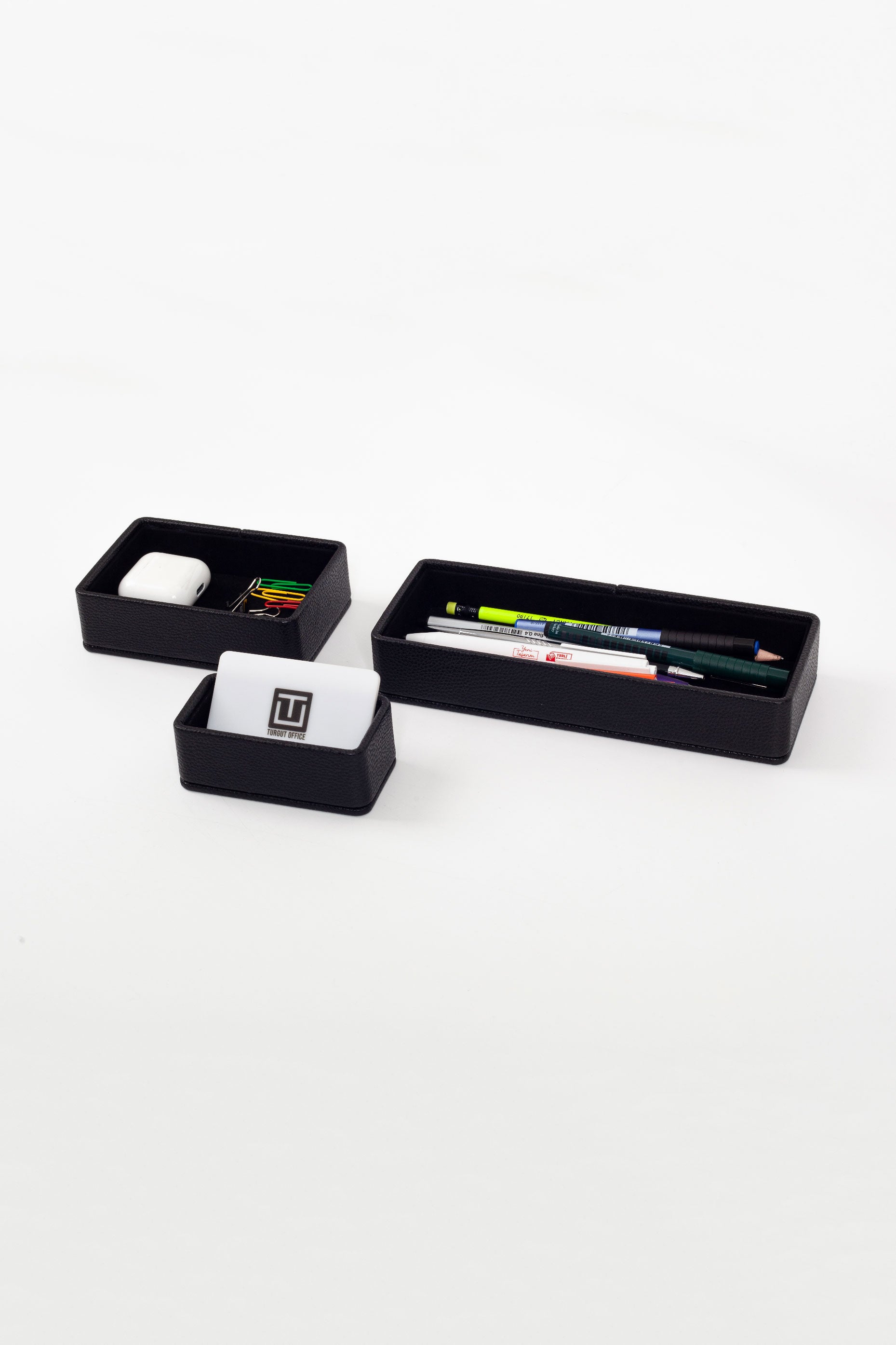 Felix Desktop Leather Organizer Set 3 Pieces Black