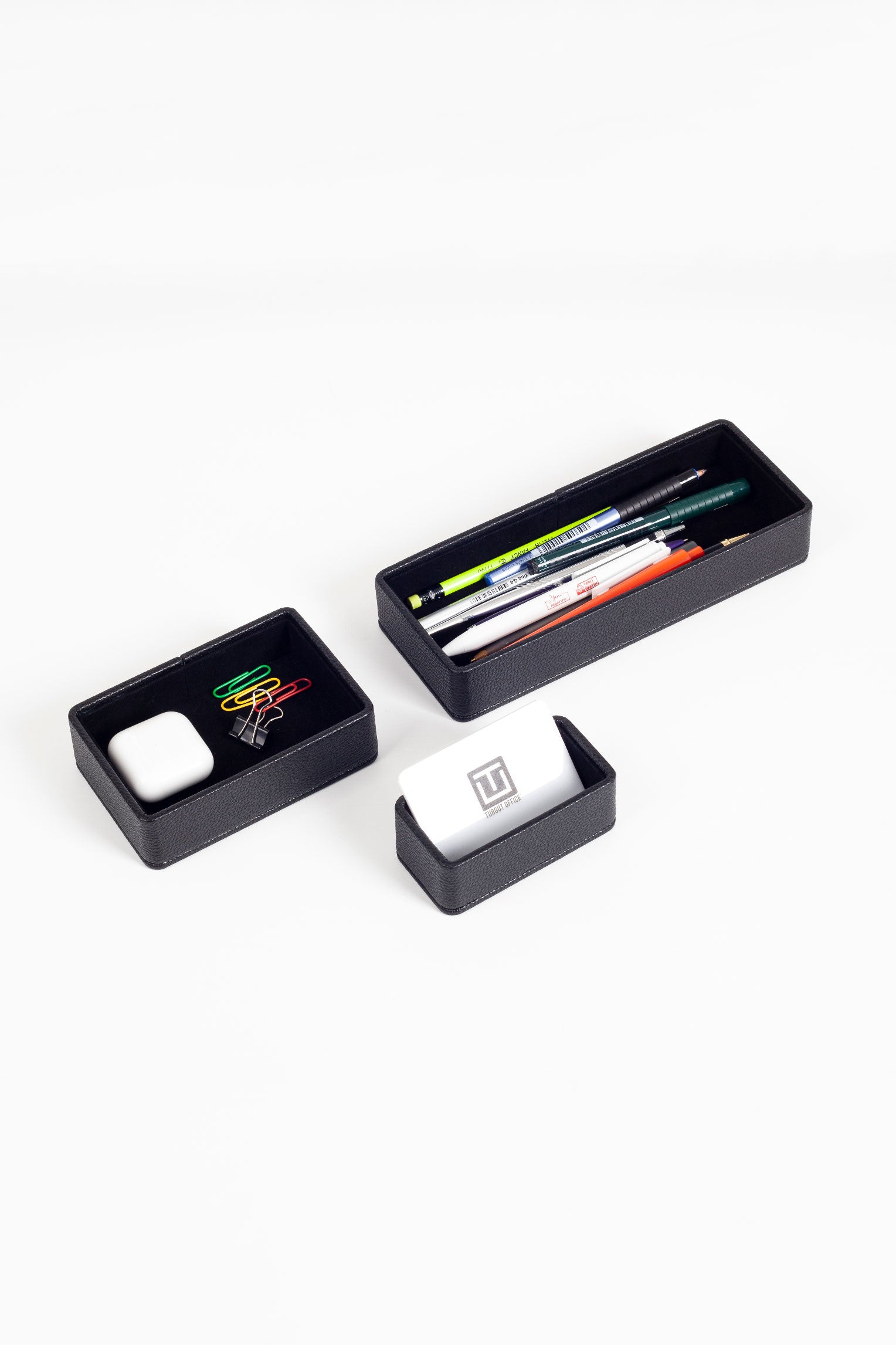 Felix Desktop Leather Organizer Set 3 Pieces Black