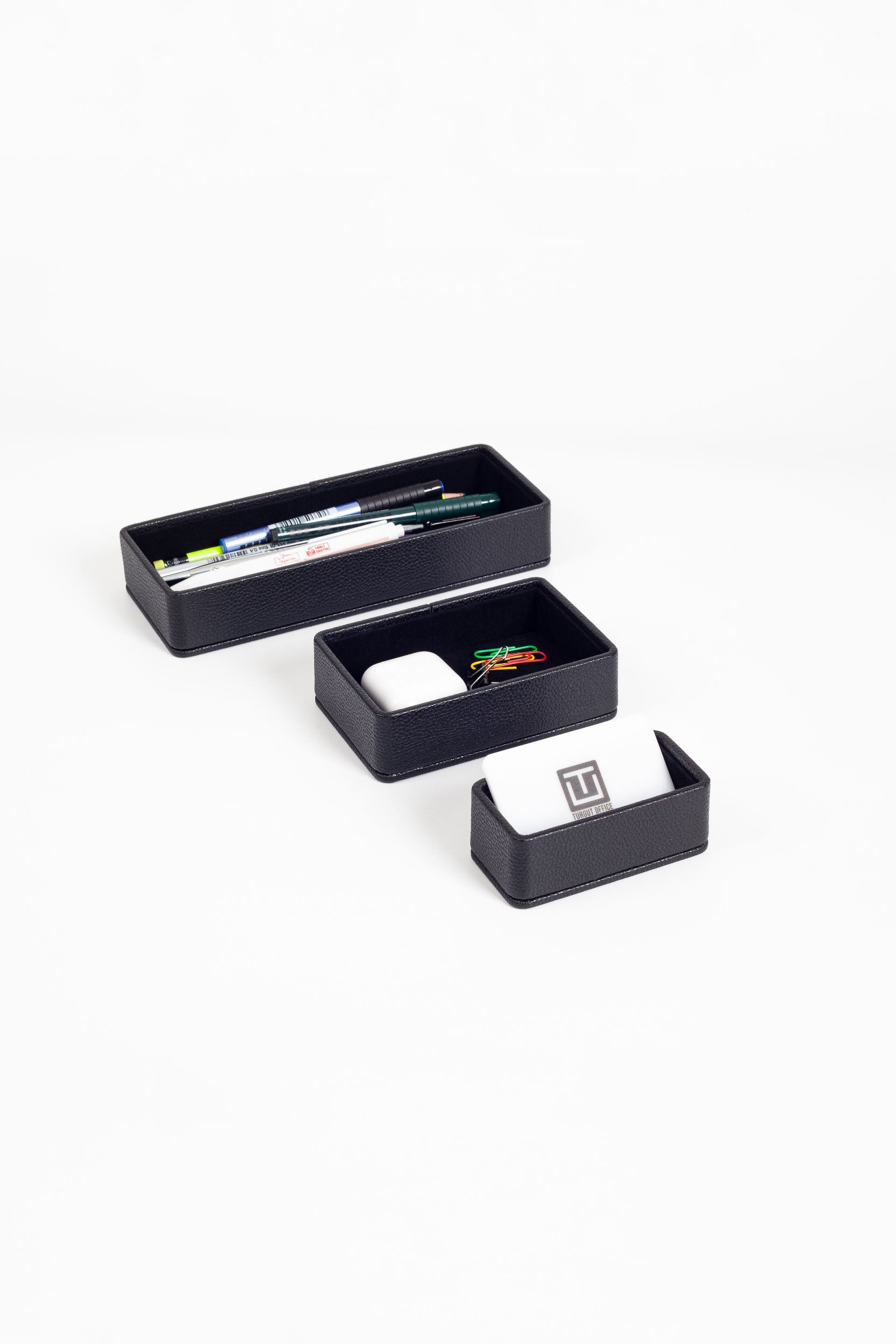 Felix Desktop Leather Organizer Set 3 Pieces Black