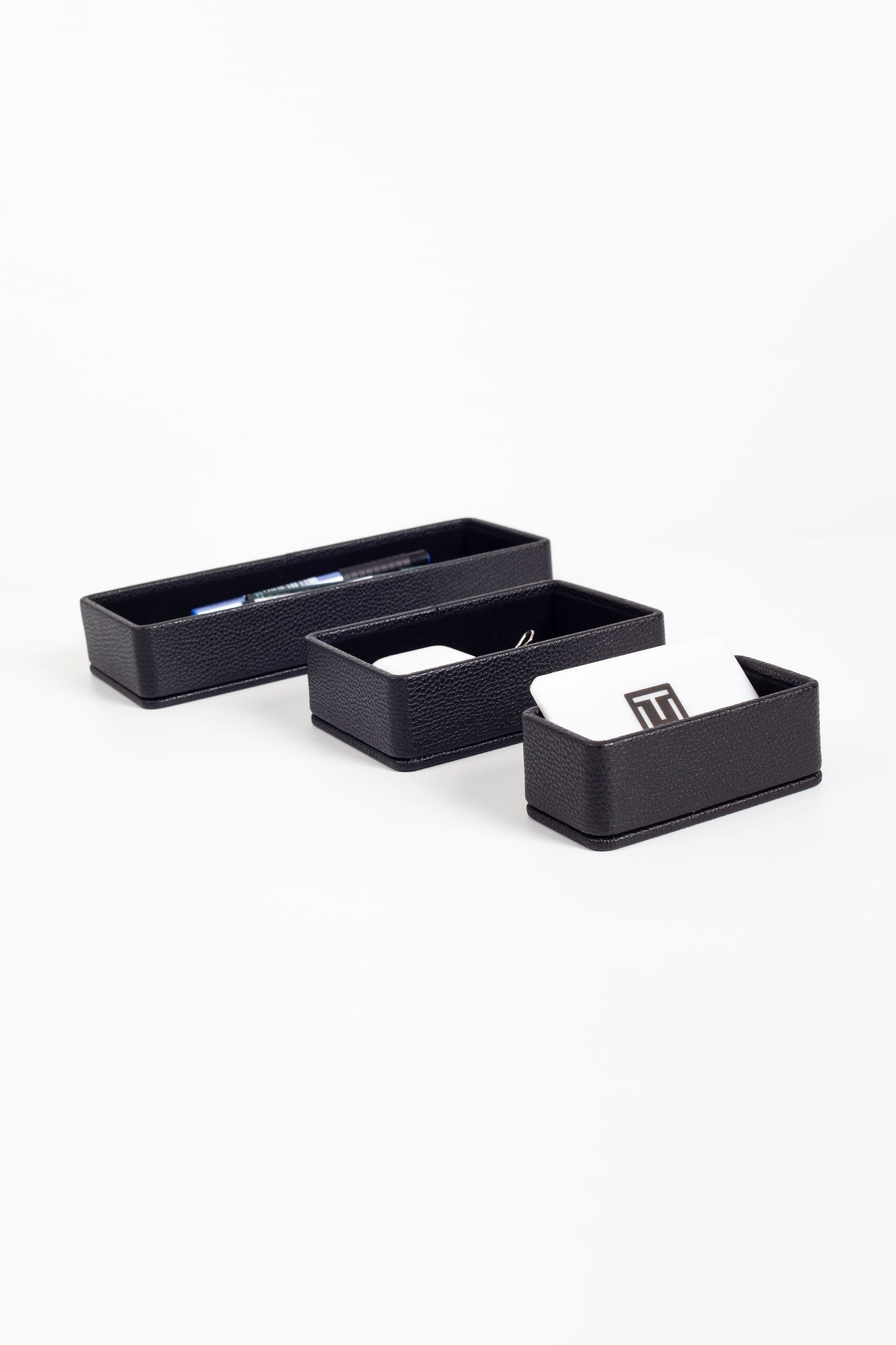 Felix Desktop Leather Organizer Set 3 Pieces Black