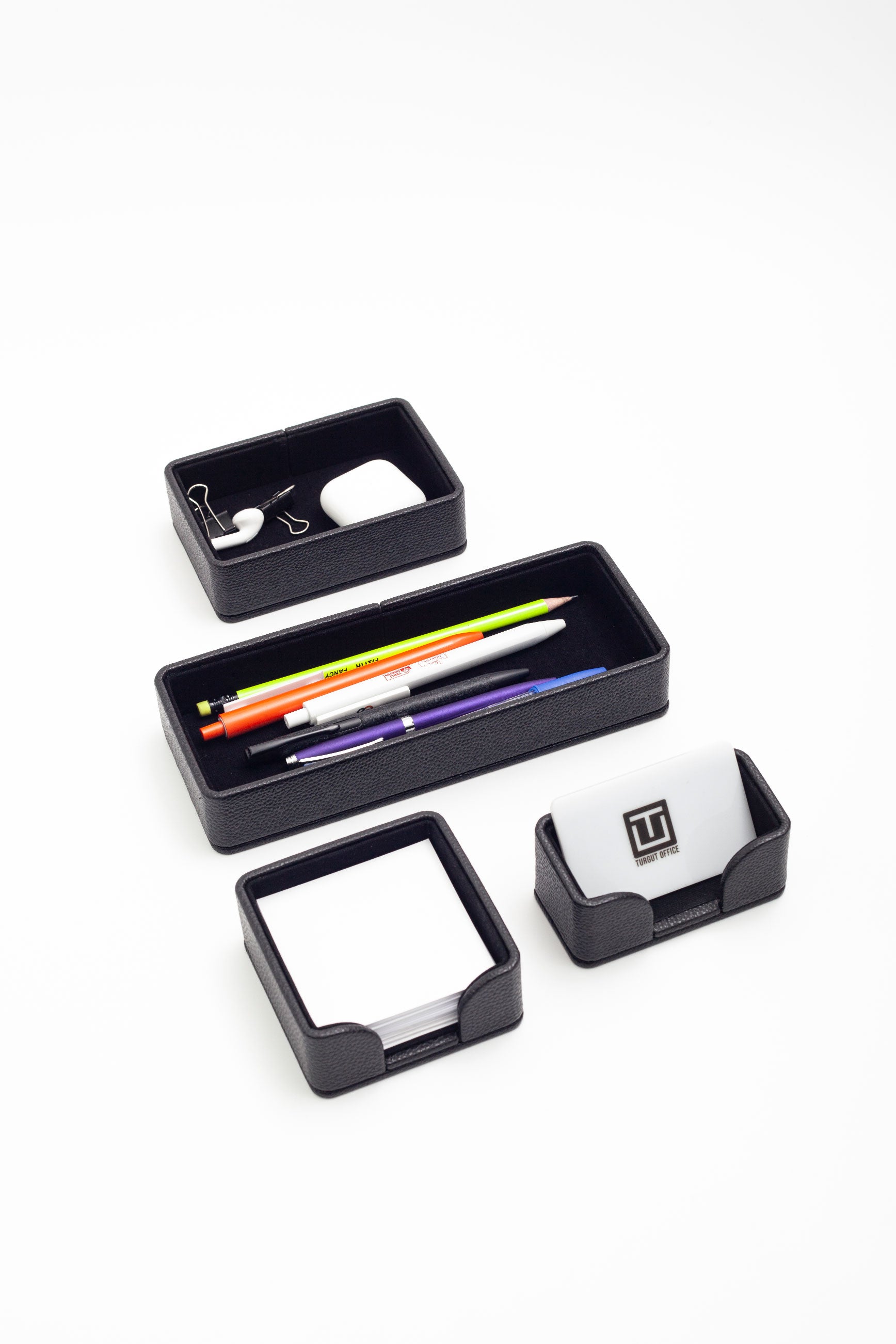 Felix Desktop Leather Organizer Set 4 Pieces Black