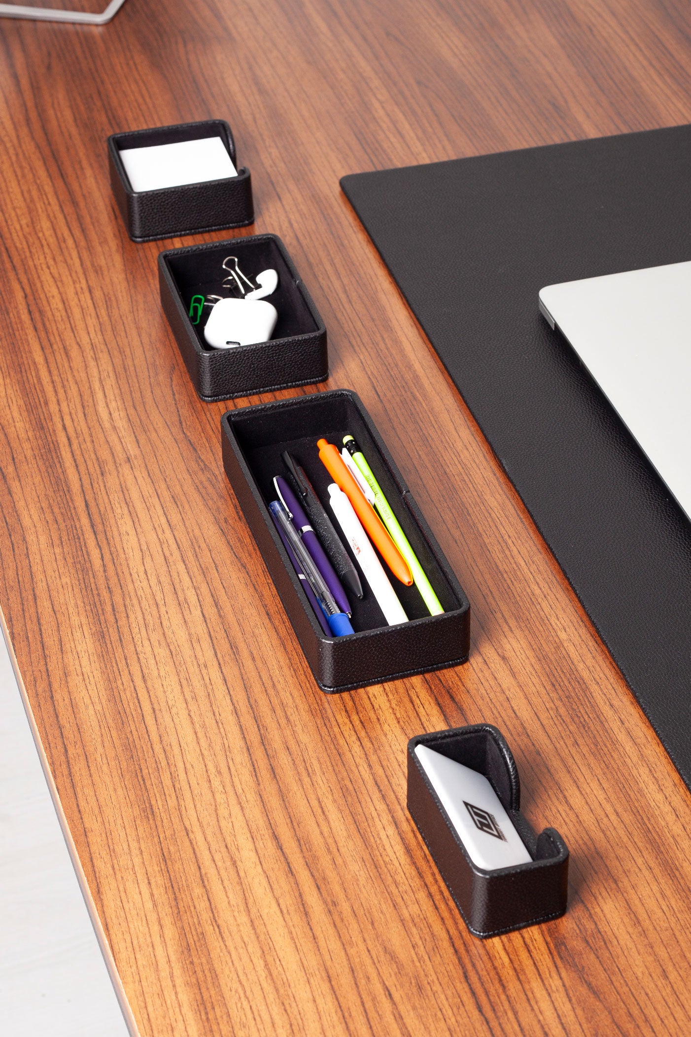 Felix Desktop Leather Organizer Set 4 Pieces Black