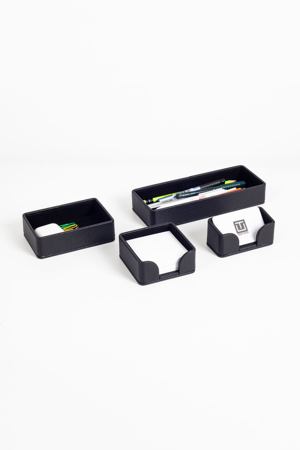 Felix Desktop Leather Organizer Set 4 Pieces Black