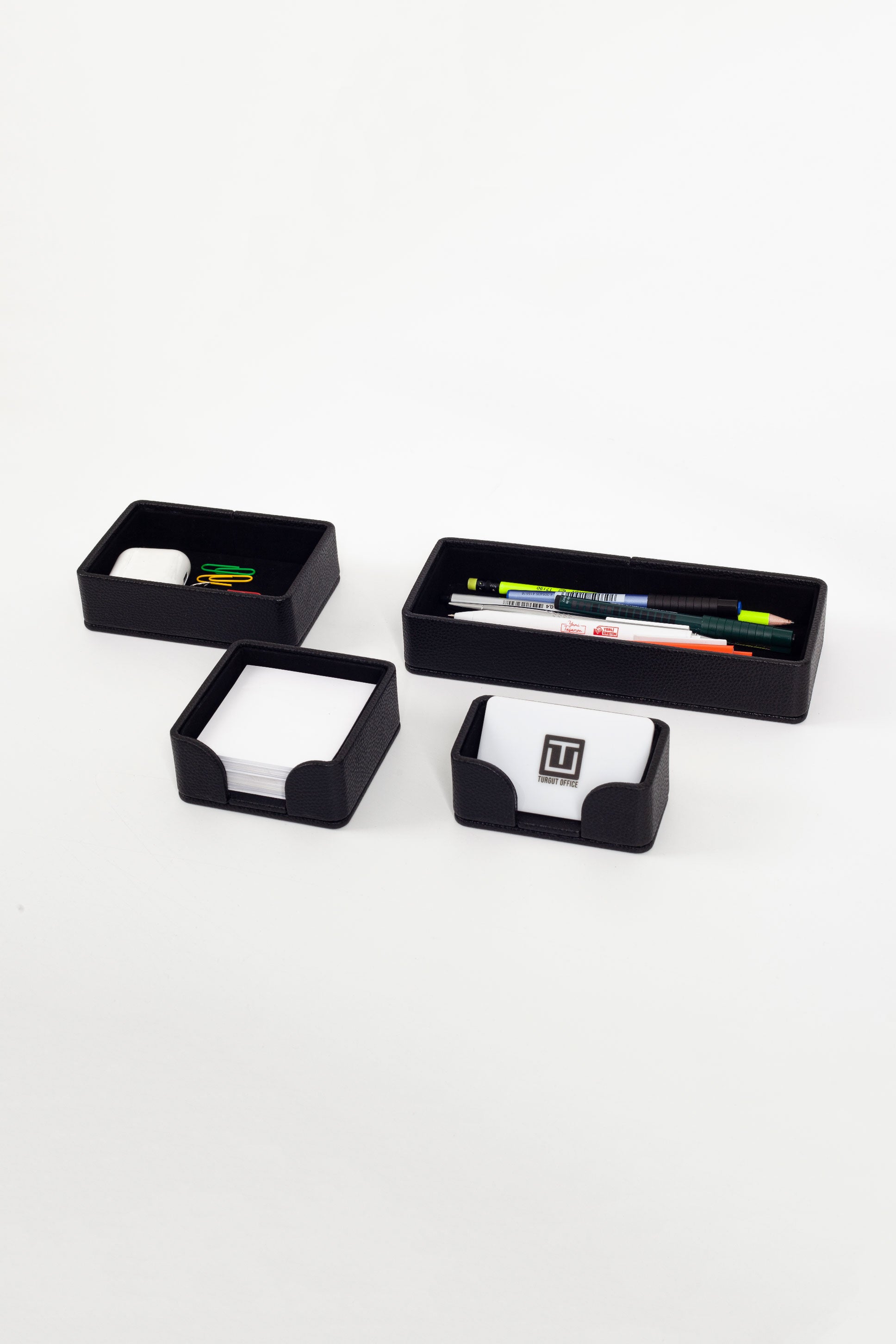 Felix Desktop Leather Organizer Set 4 Pieces Black