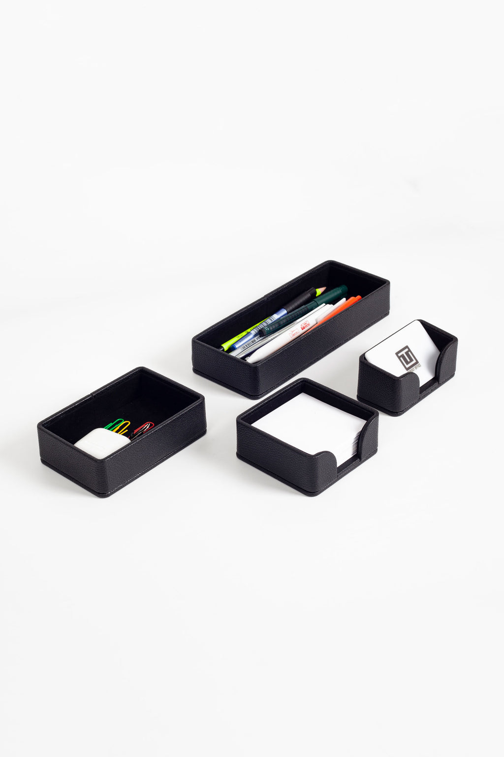 Felix Desktop Leather Organizer Set 4 Pieces Black