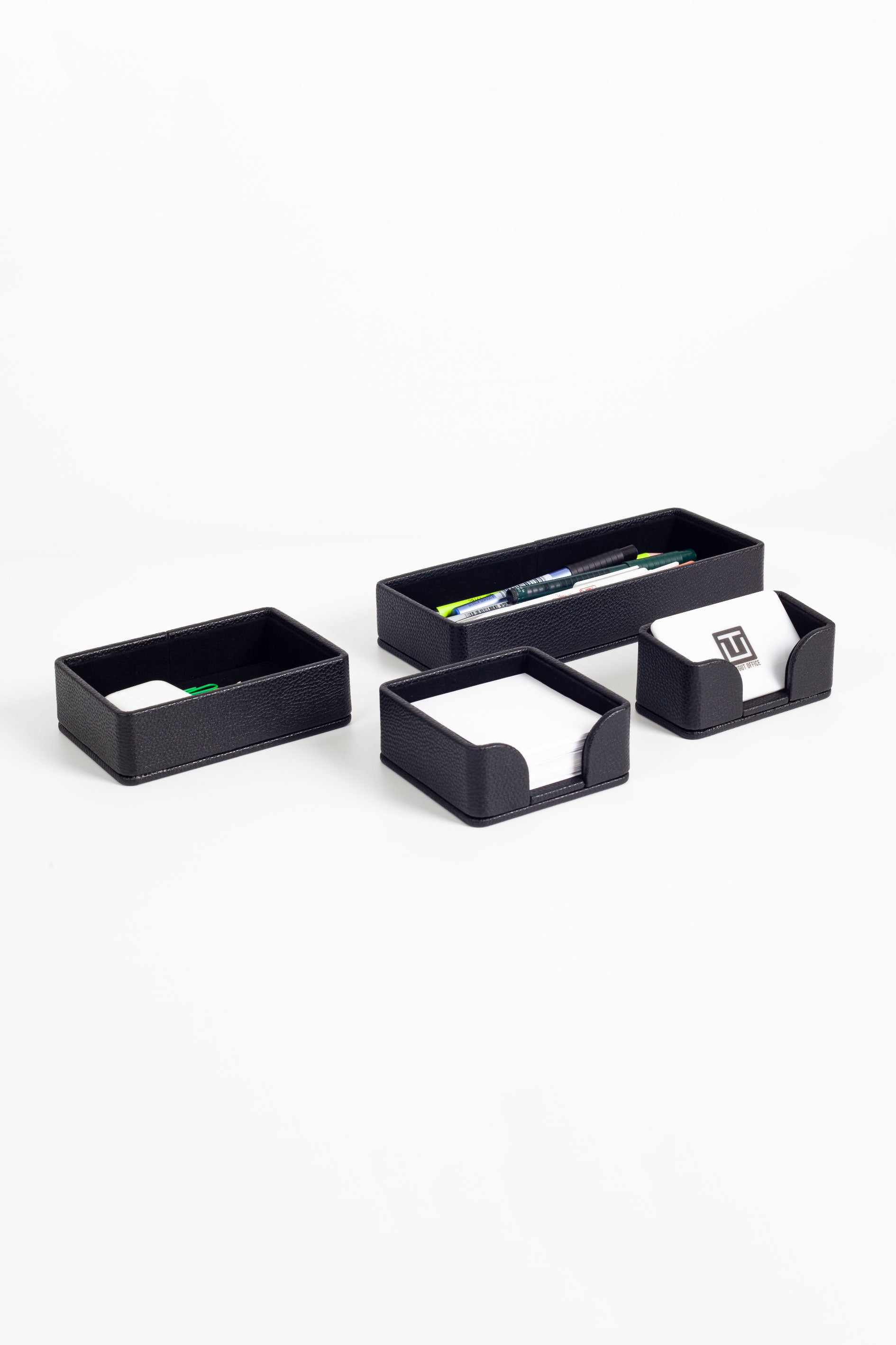 Felix Desktop Leather Organizer Set 4 Pieces Black