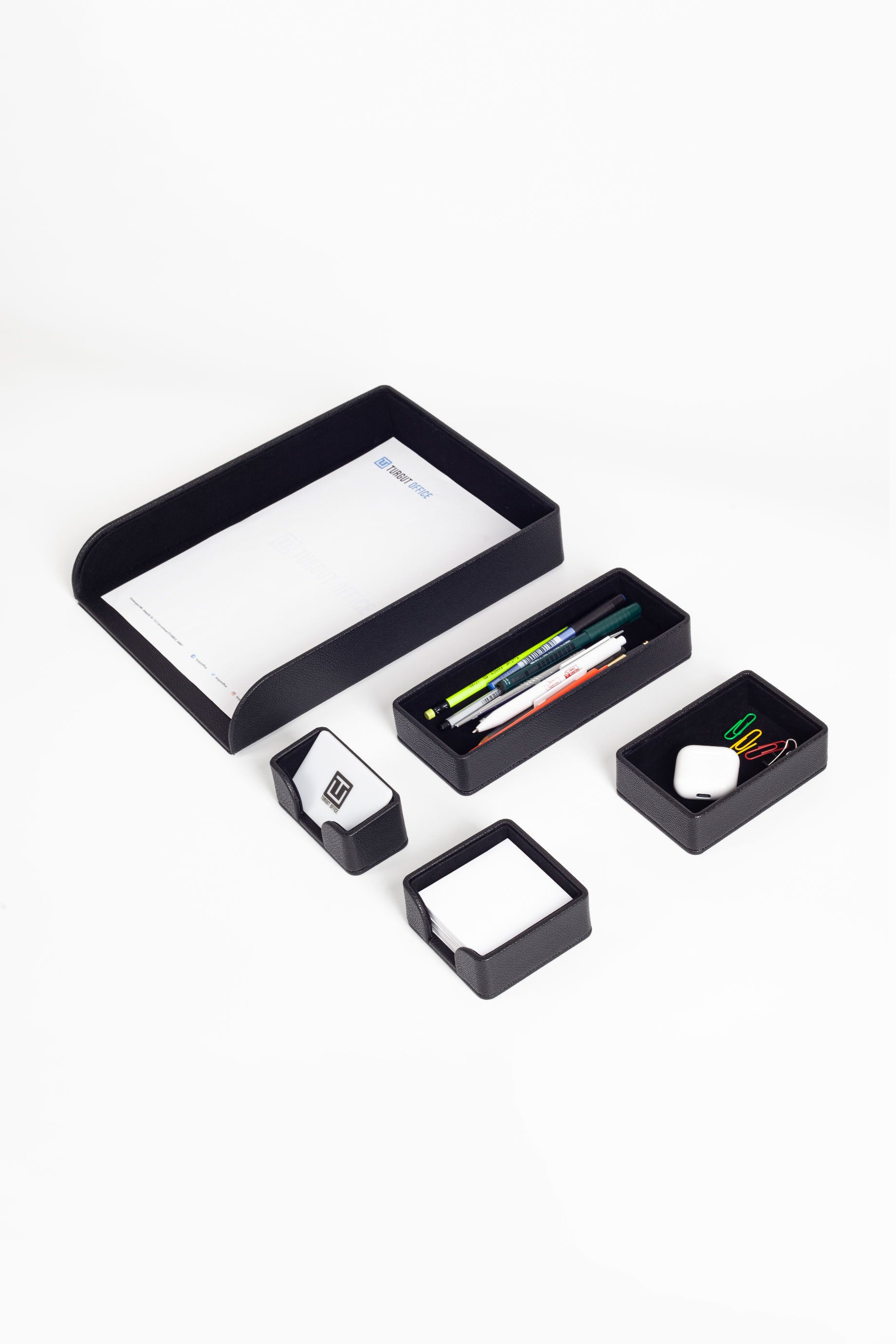 Felix Desktop Leather Organizer Set 5 Pieces Black