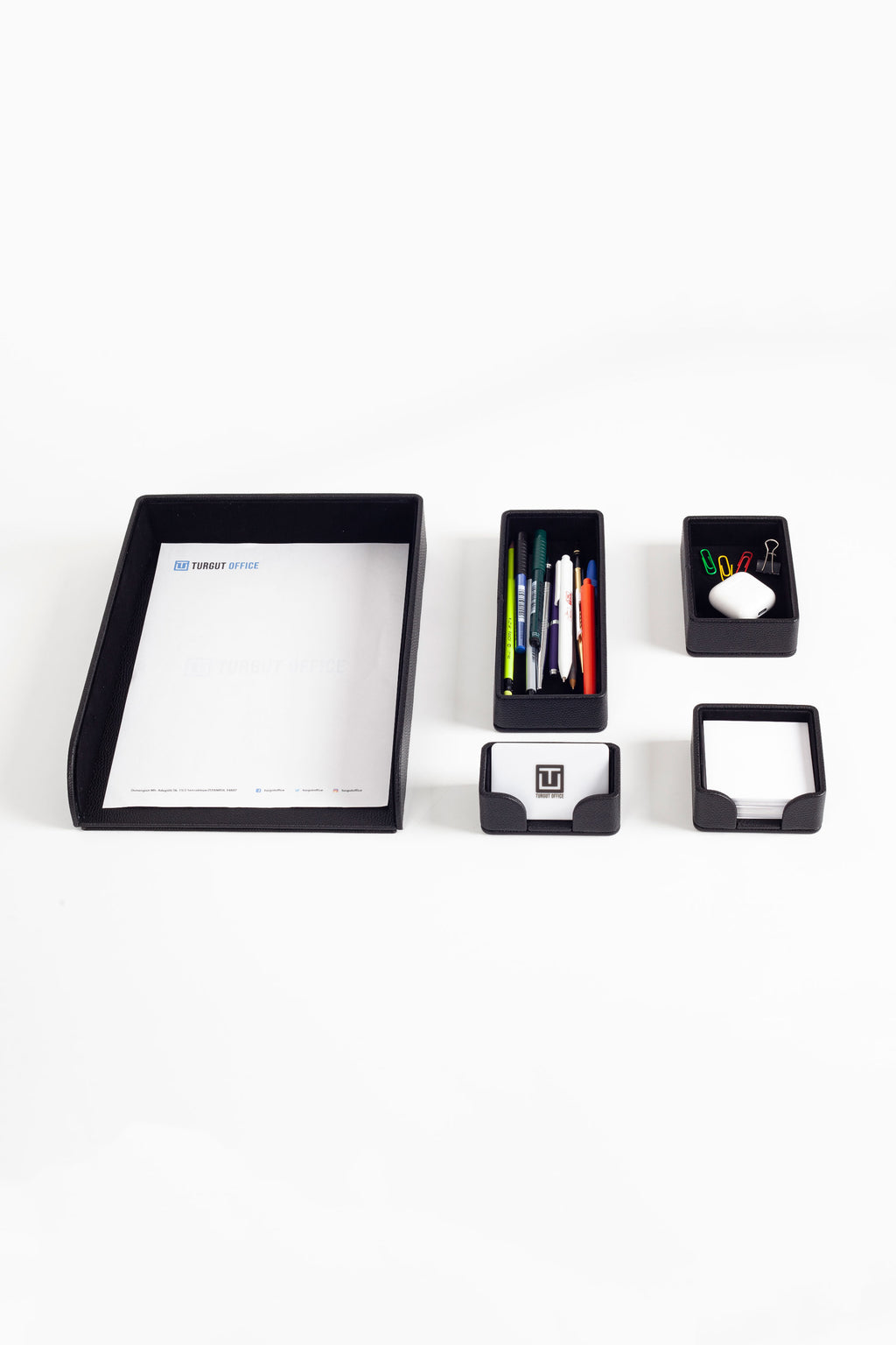 Felix Desktop Leather Organizer Set 5 Pieces Black