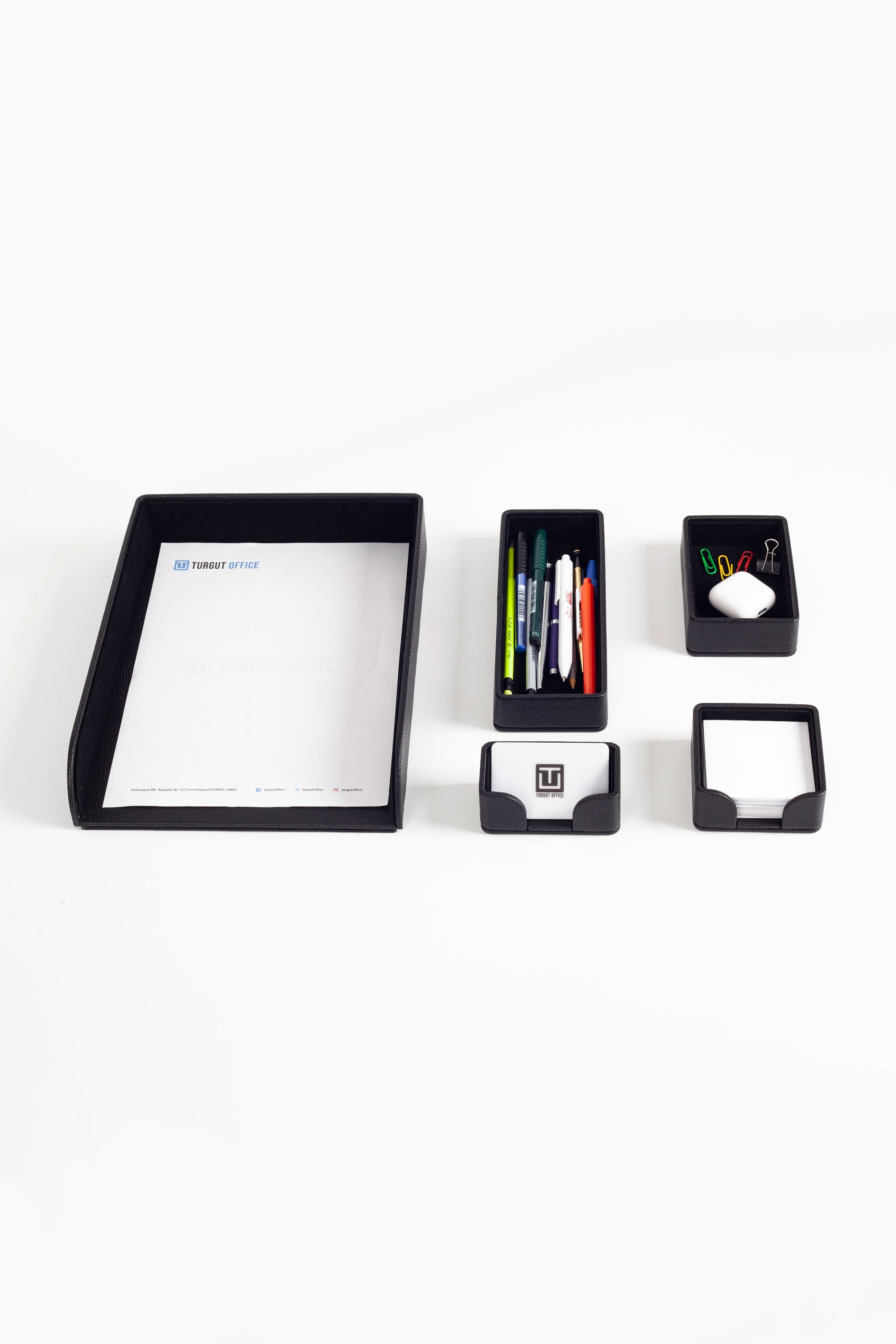 Felix Desktop Leather Organizer Set 5 Pieces Black