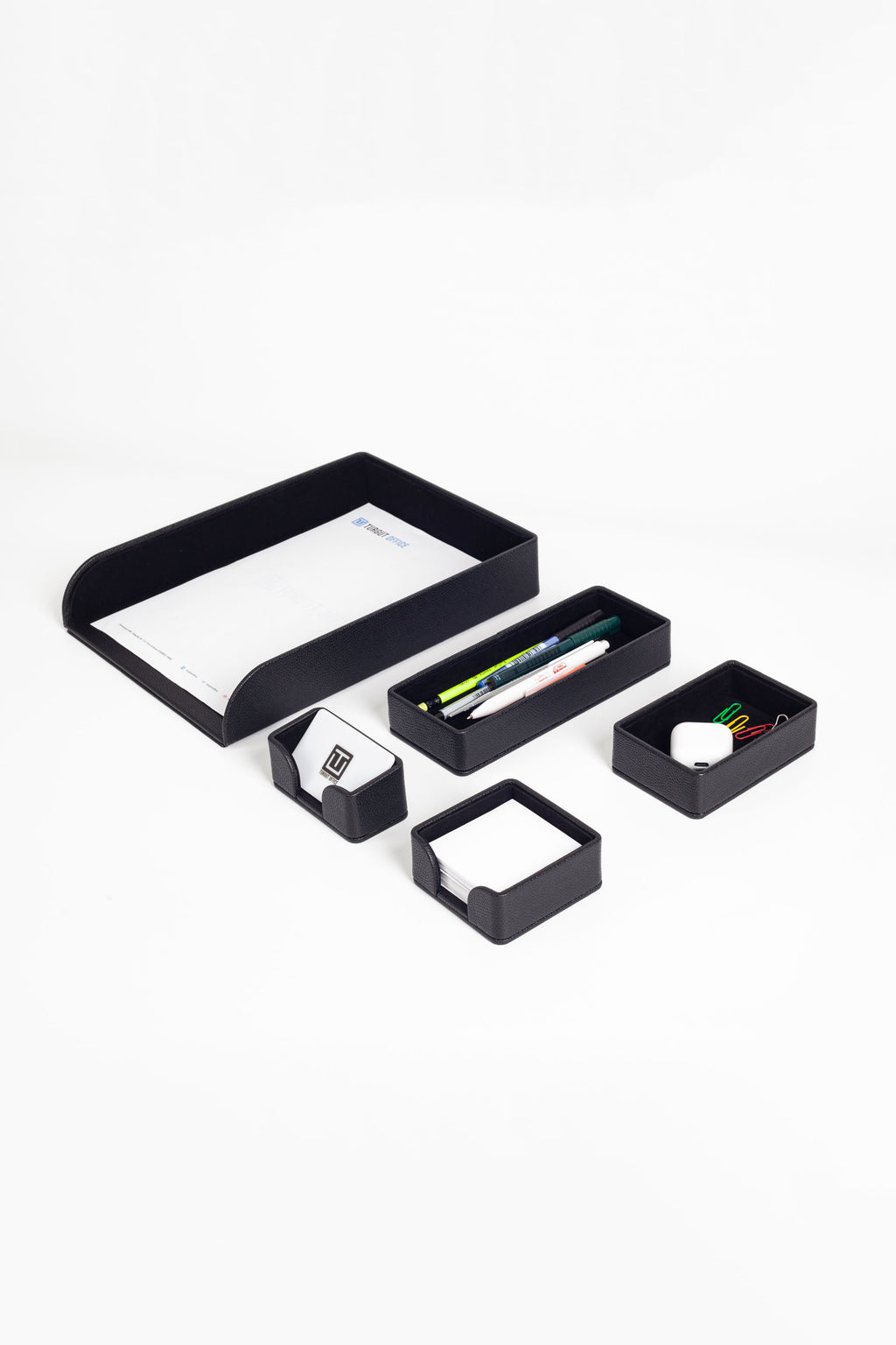 Felix Desktop Leather Organizer Set 5 Pieces Black