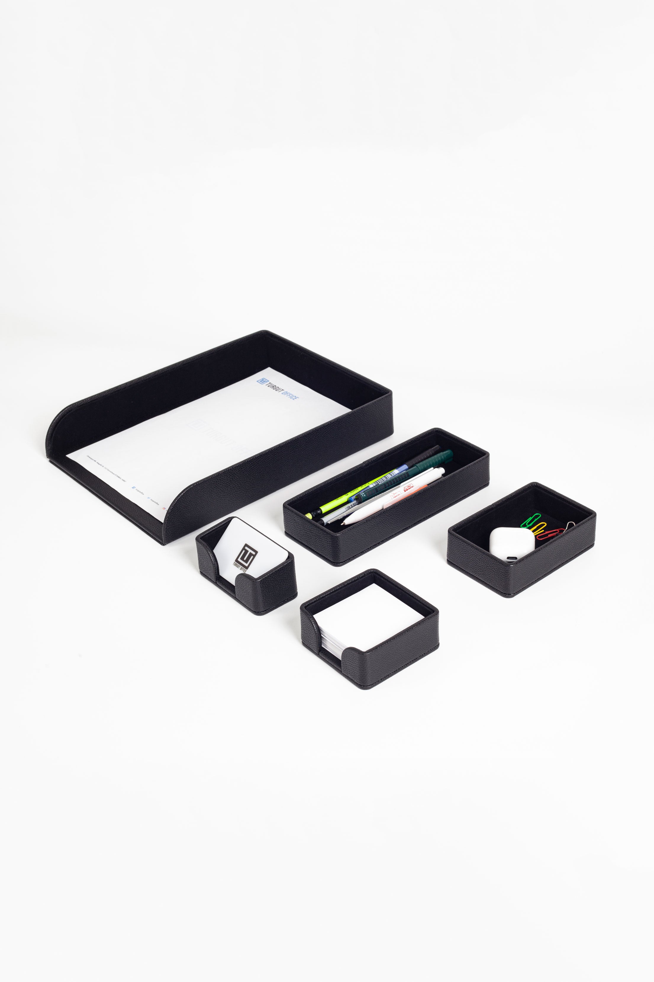 Felix Desktop Leather Organizer Set 5 Pieces Black