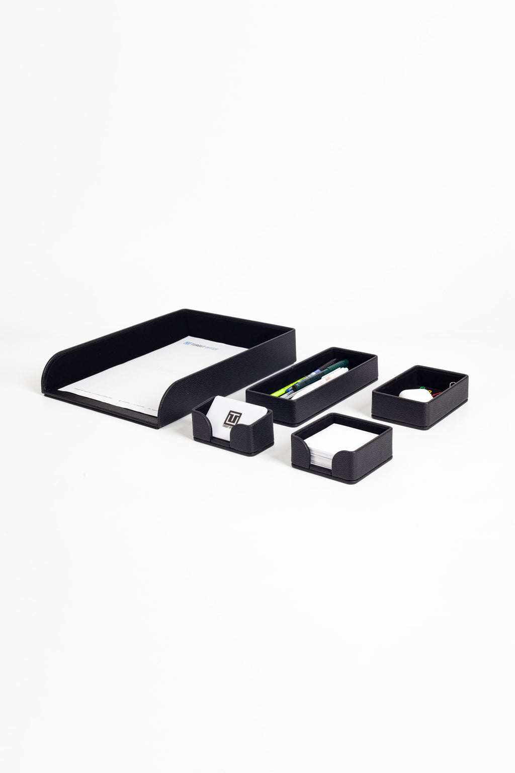 Felix Desktop Leather Organizer Set 5 Pieces Black