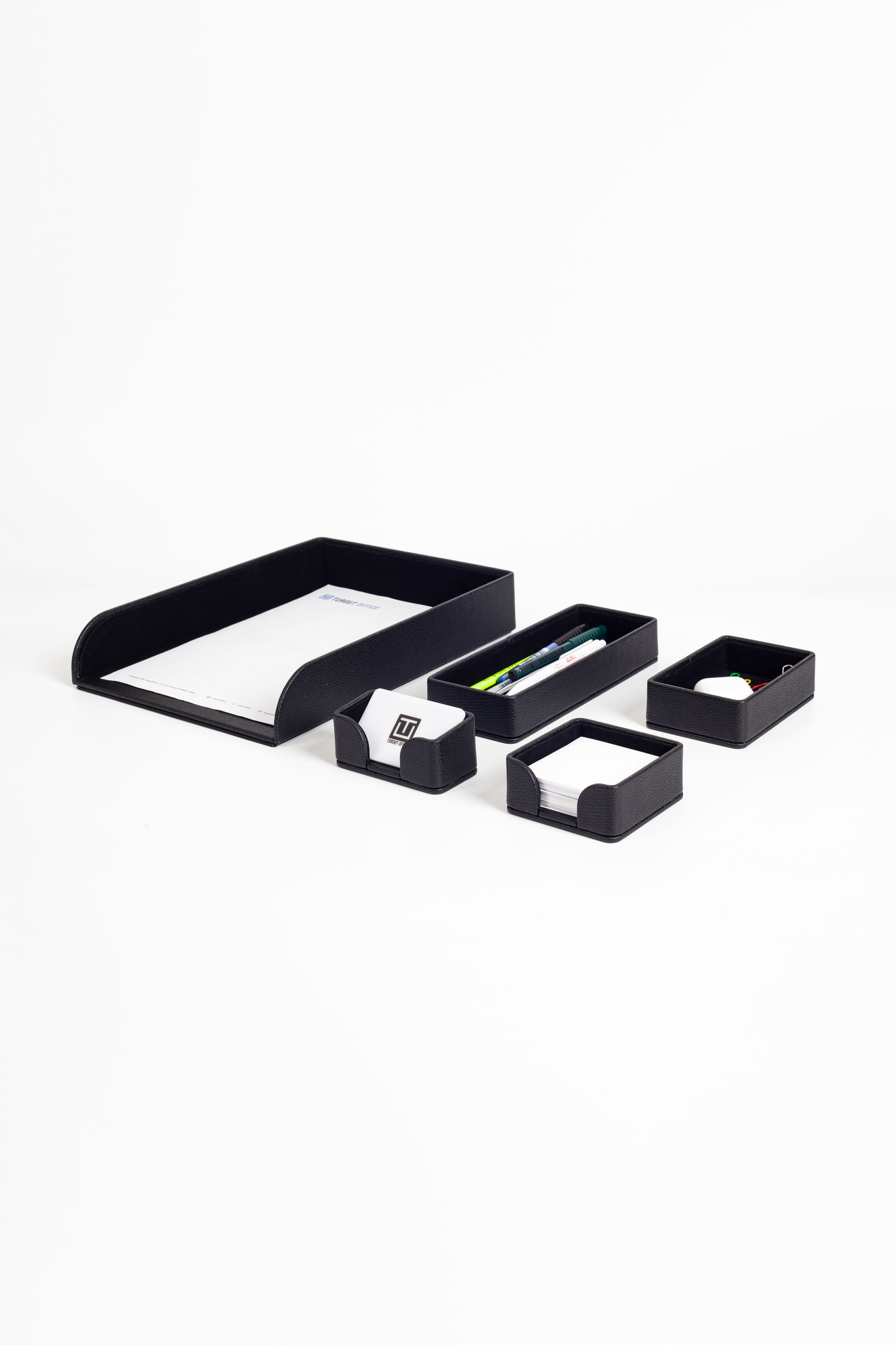 Felix Desktop Leather Organizer Set 5 Pieces Black