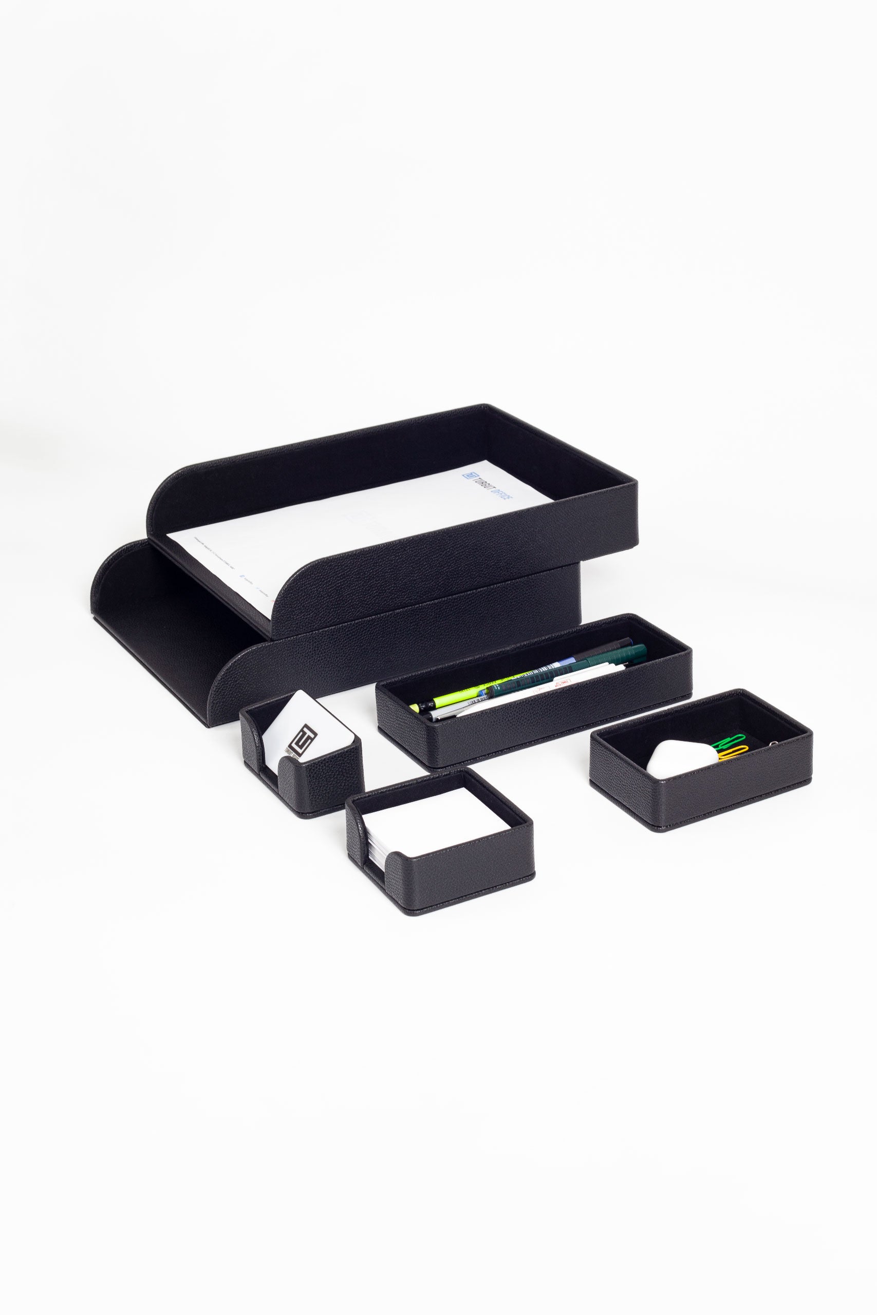 Felix Desktop Leather Organizer Set 6 Pieces Black