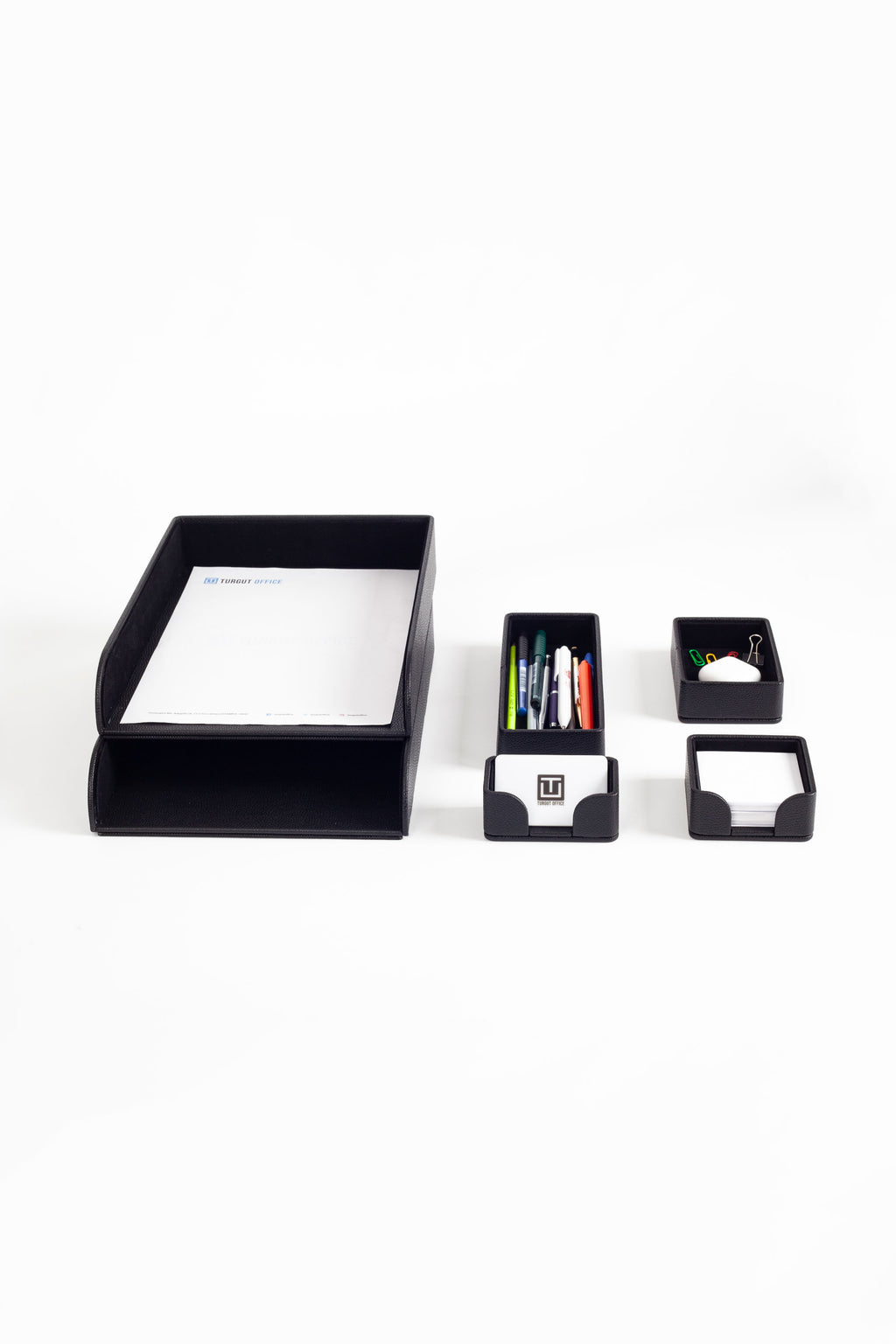 Felix Desktop Leather Organizer Set 6 Pieces Black