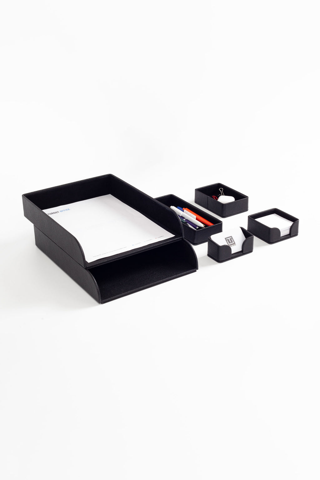 Felix Desktop Leather Organizer Set 6 Pieces Black