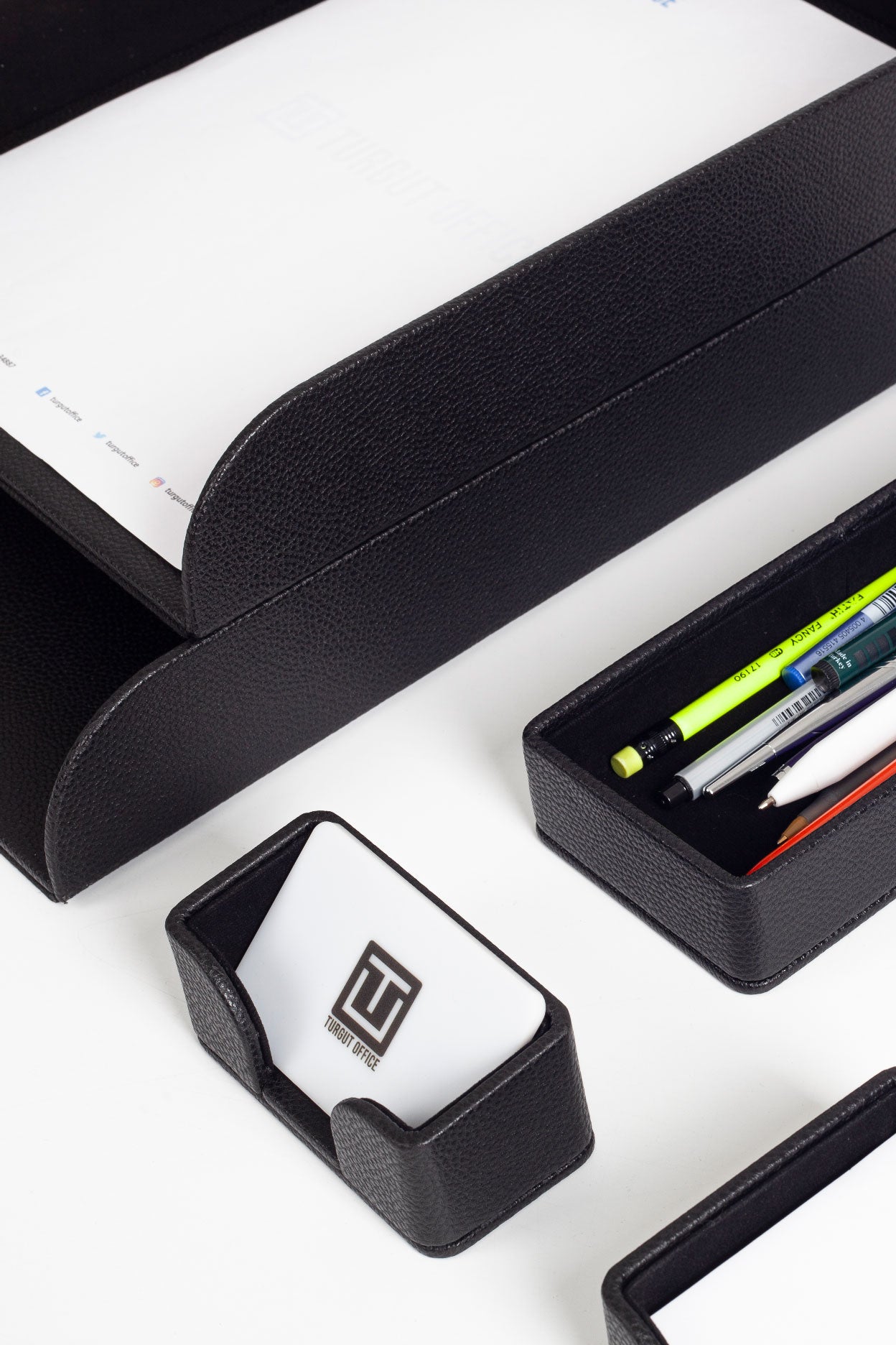 Felix Desktop Leather Organizer Set 6 Pieces Black