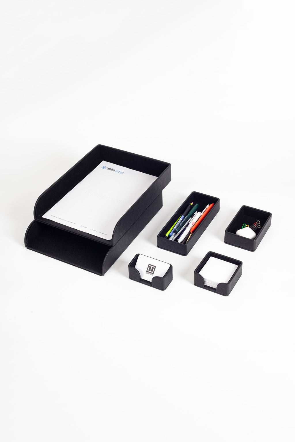 Felix Desktop Leather Organizer Set 6 Pieces Black