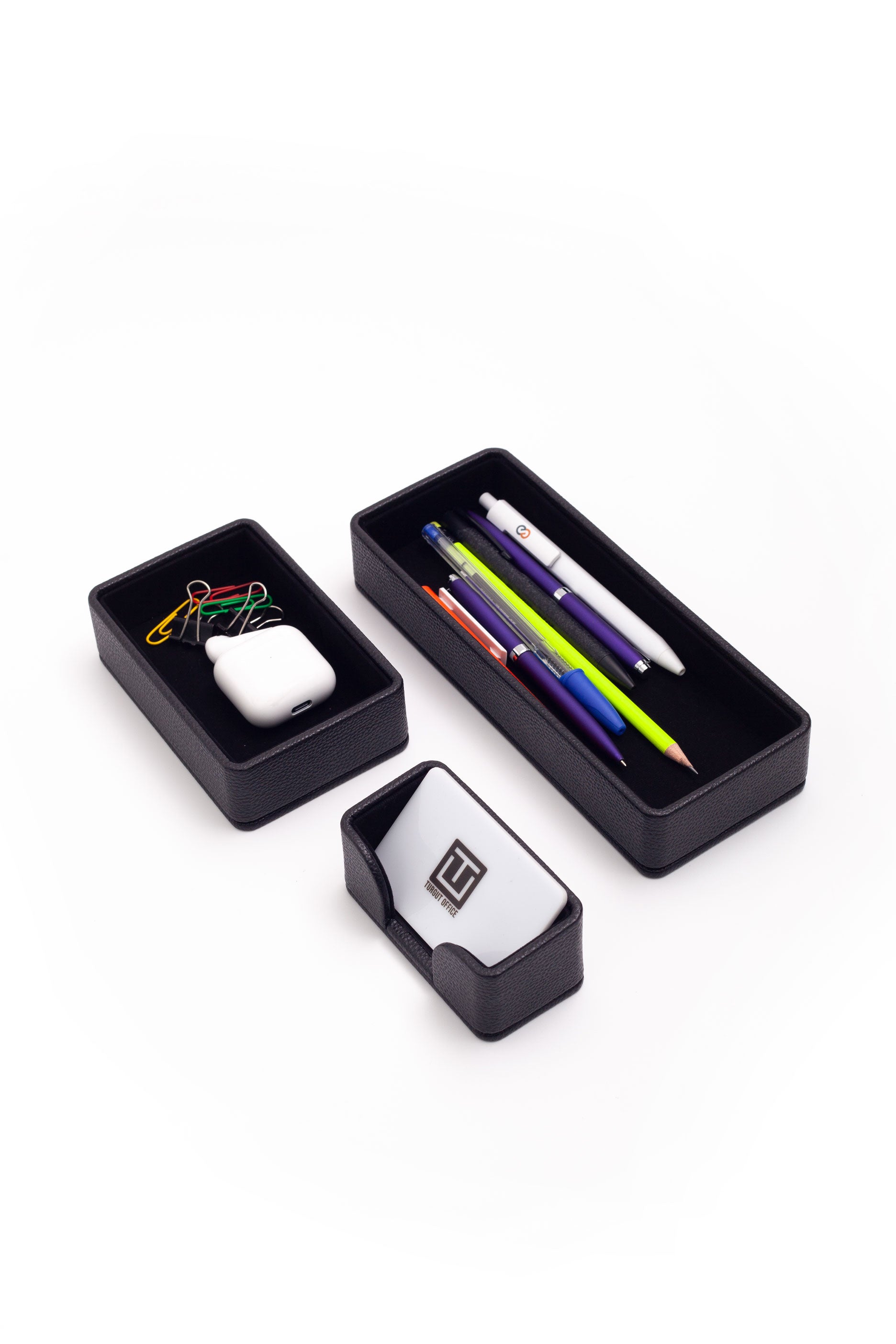 Felix Plus Desktop Leather Organizer Set 3 Pieces Black