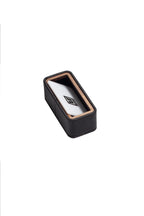 Leather Wood Detailed Business Card Holder Black