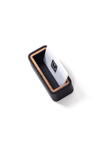 Leather Wood Detailed Business Card Holder Black