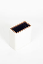 Desktop Leather Wood Detailed Pencil Holder White