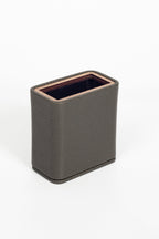 Desktop Leather Wood Detailed Pencil Holder Khaki Green
