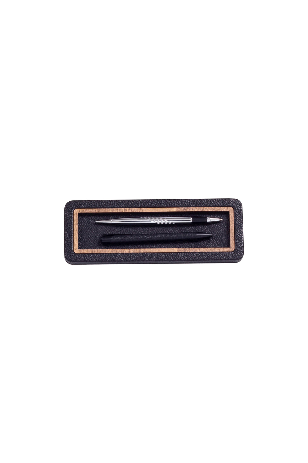Desktop Leather Wood Detailed Horizontal Pen Holder
