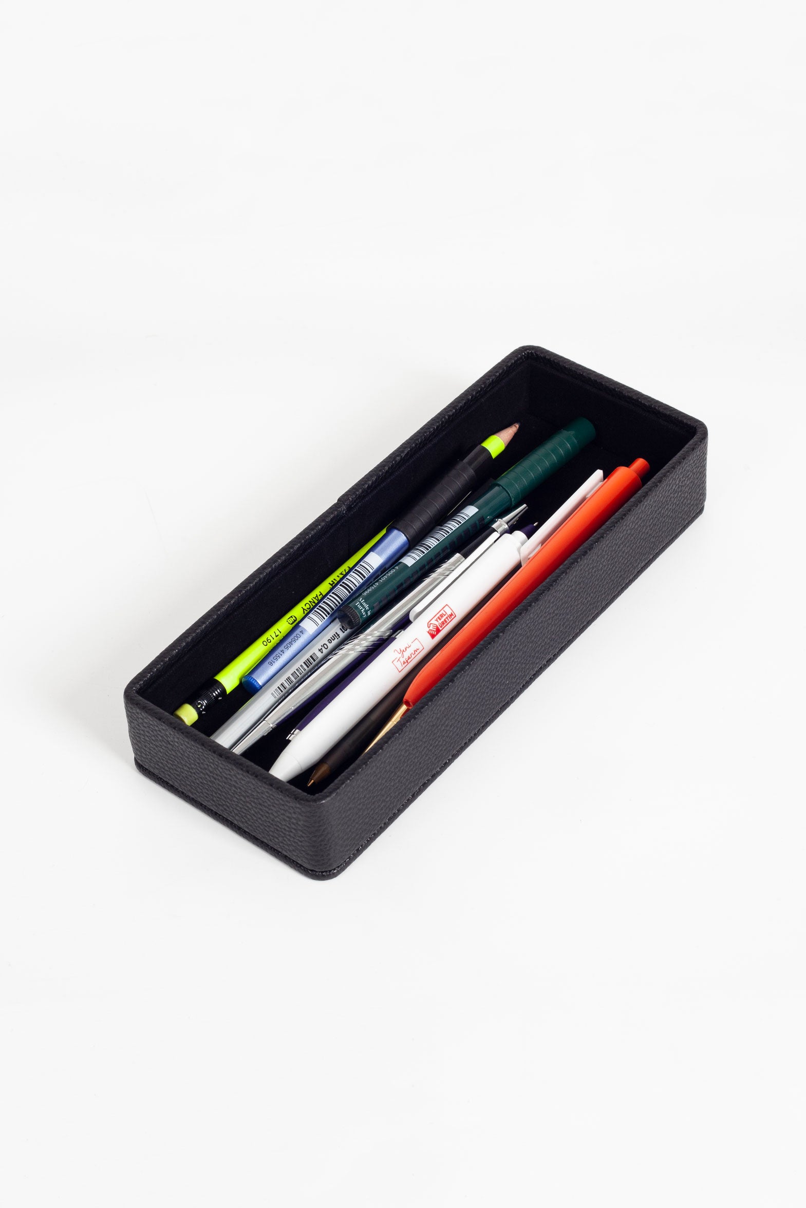 Felix Desktop Leather Horizontal Pencil Holder Black