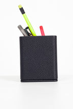 Desktop Square Wooden Detailed Pencil Holder Black