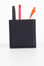 Desktop Square Wooden Detailed Pencil Holder Black